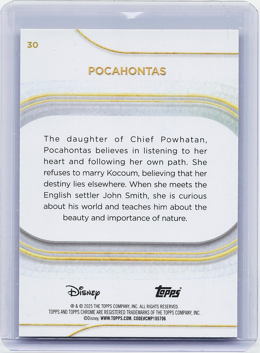 2025 Topps Chrome Disney #30 Pocahontas Yellow Mini-Diamonds