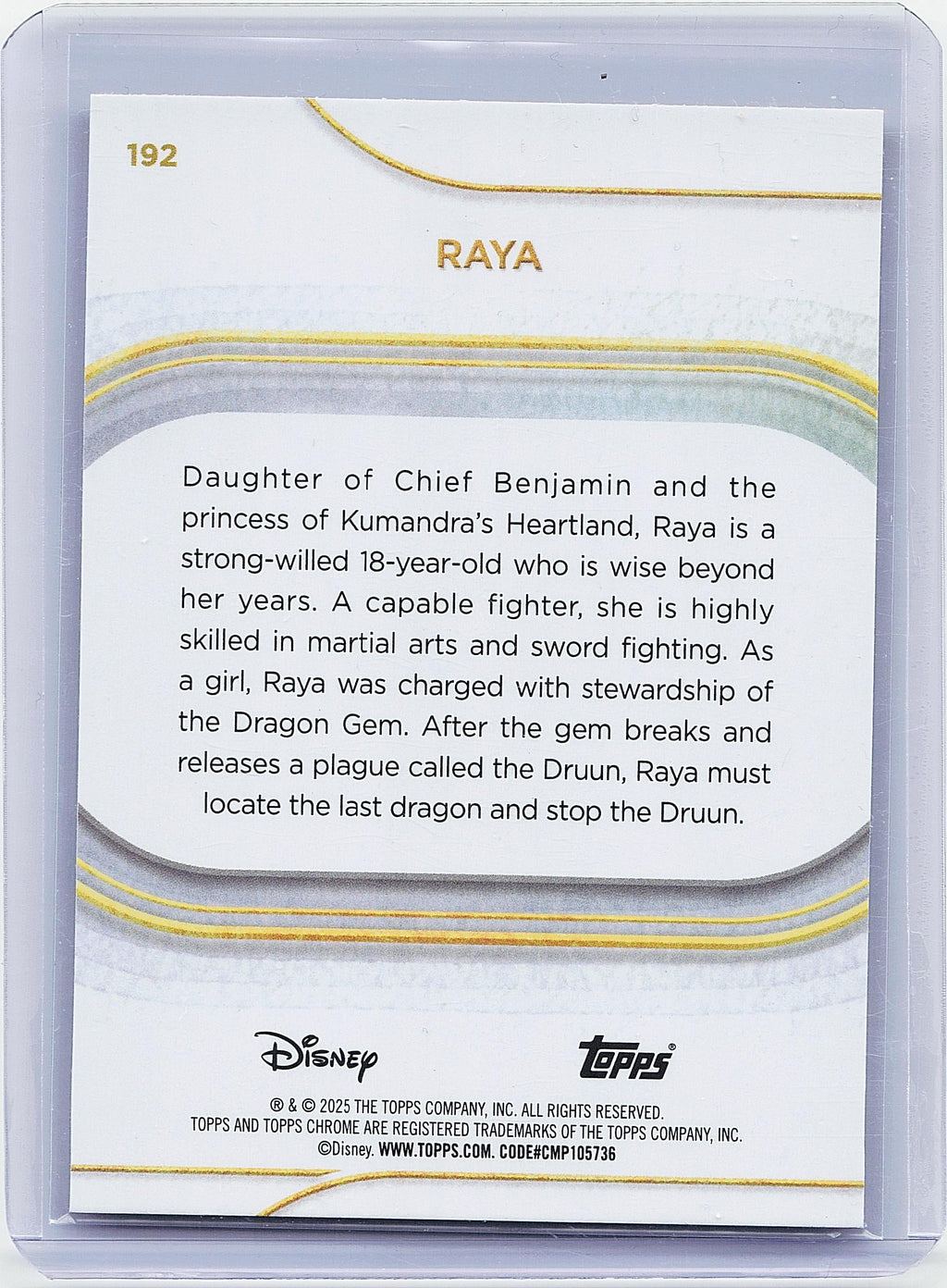 2025 Topps Chrome Disney #192 Raya Yellow Mini-Diamonds