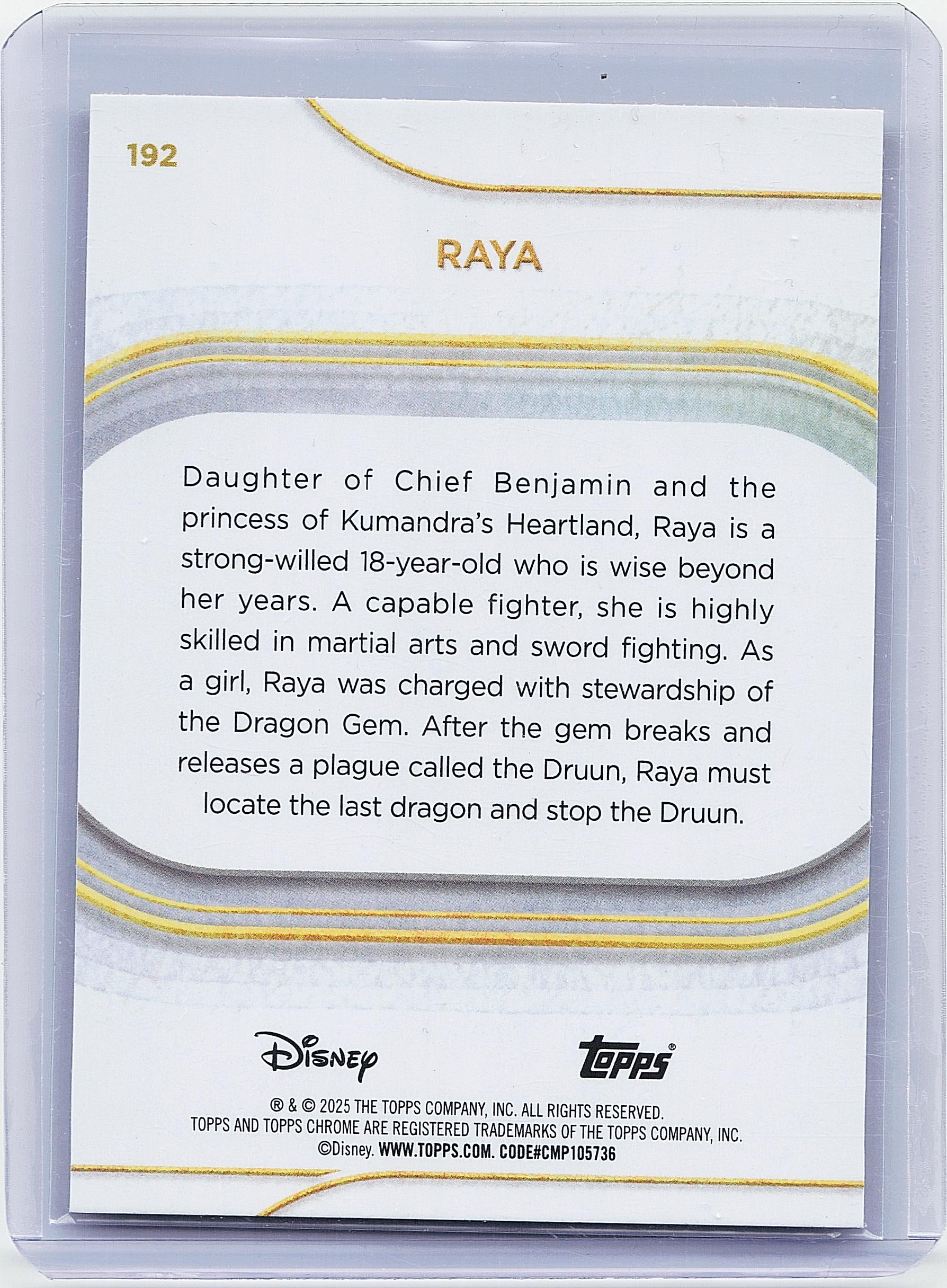 2025 Topps Chrome Disney #192 Raya Yellow Mini-Diamonds