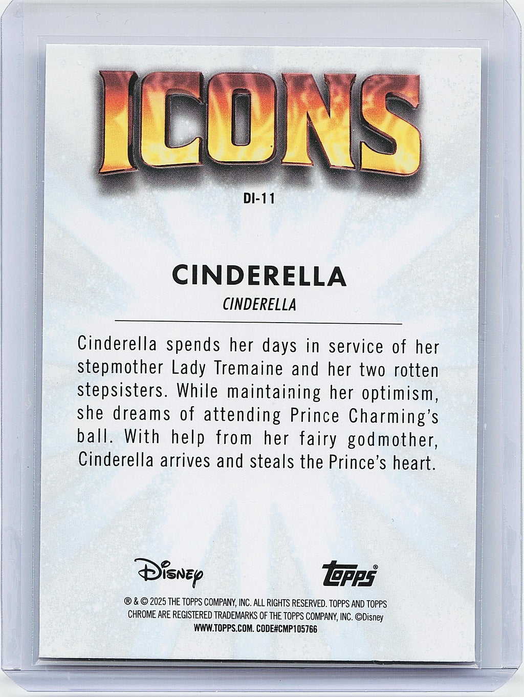 2025 Topps Chrome Disney #DI-11 Cinderella Disney Icons