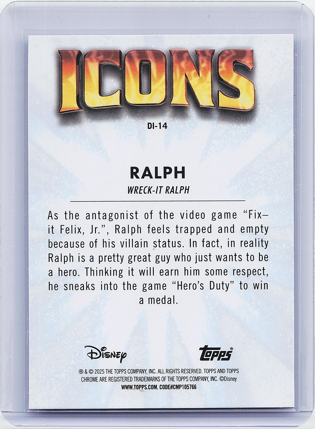 2025 Topps Chrome Disney #DI-14 Ralph Disney Icons