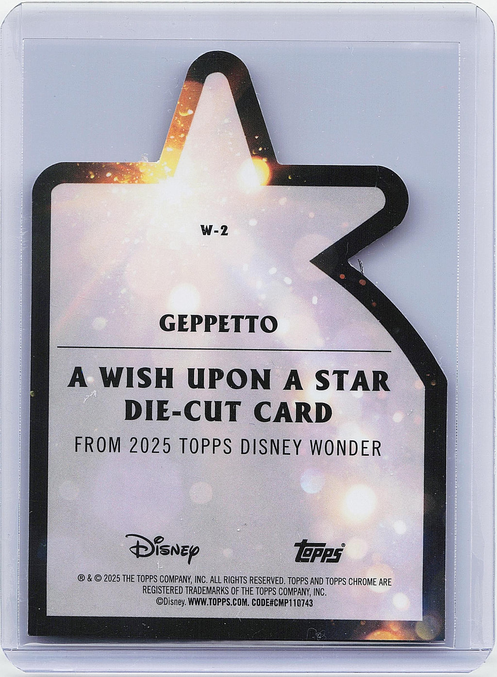 2025 Topps Disney Wonder #W-2 Geppetto Wish Upon a Star Chrome Die-Cut
