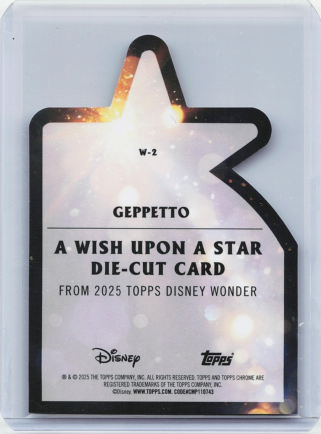 2025 Topps Disney Wonder #W-2 Geppetto Wish Upon a Star Chrome Die-Cut