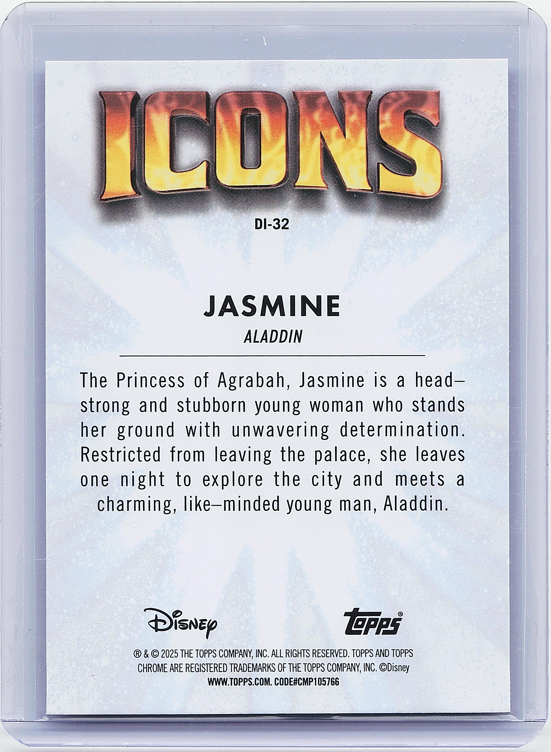 2025 Topps Chrome Disney #DI-32 Jasmine Disney Icons