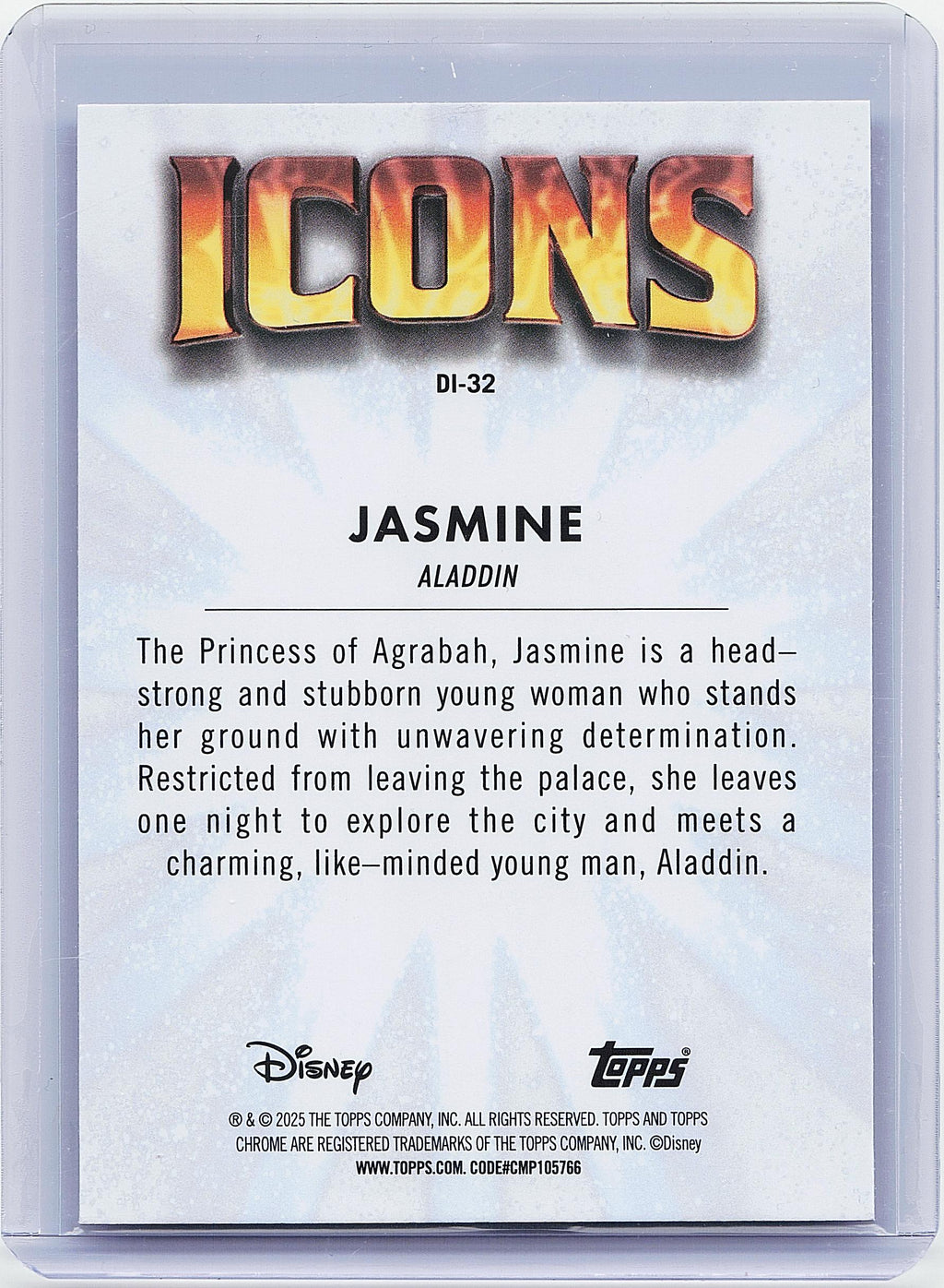 2025 Topps Chrome Disney #DI-32 Jasmine Disney Icons