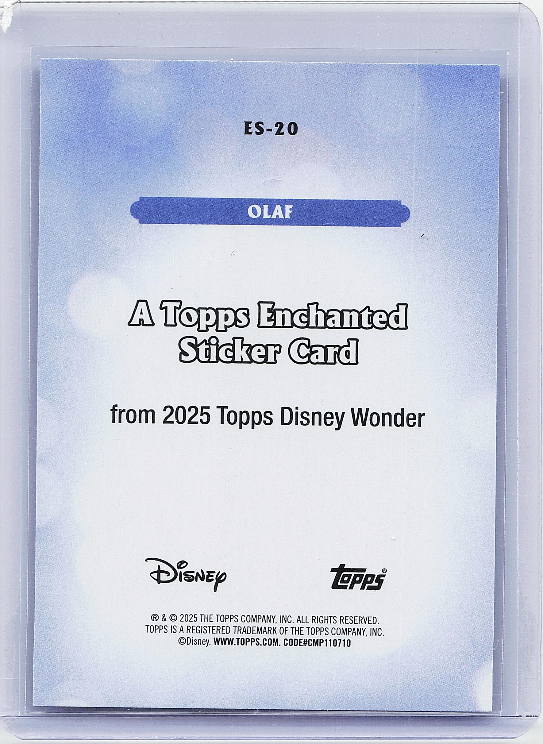 2025 Topps Disney Wonder #ES-20 Olaf Enchanted Stickers