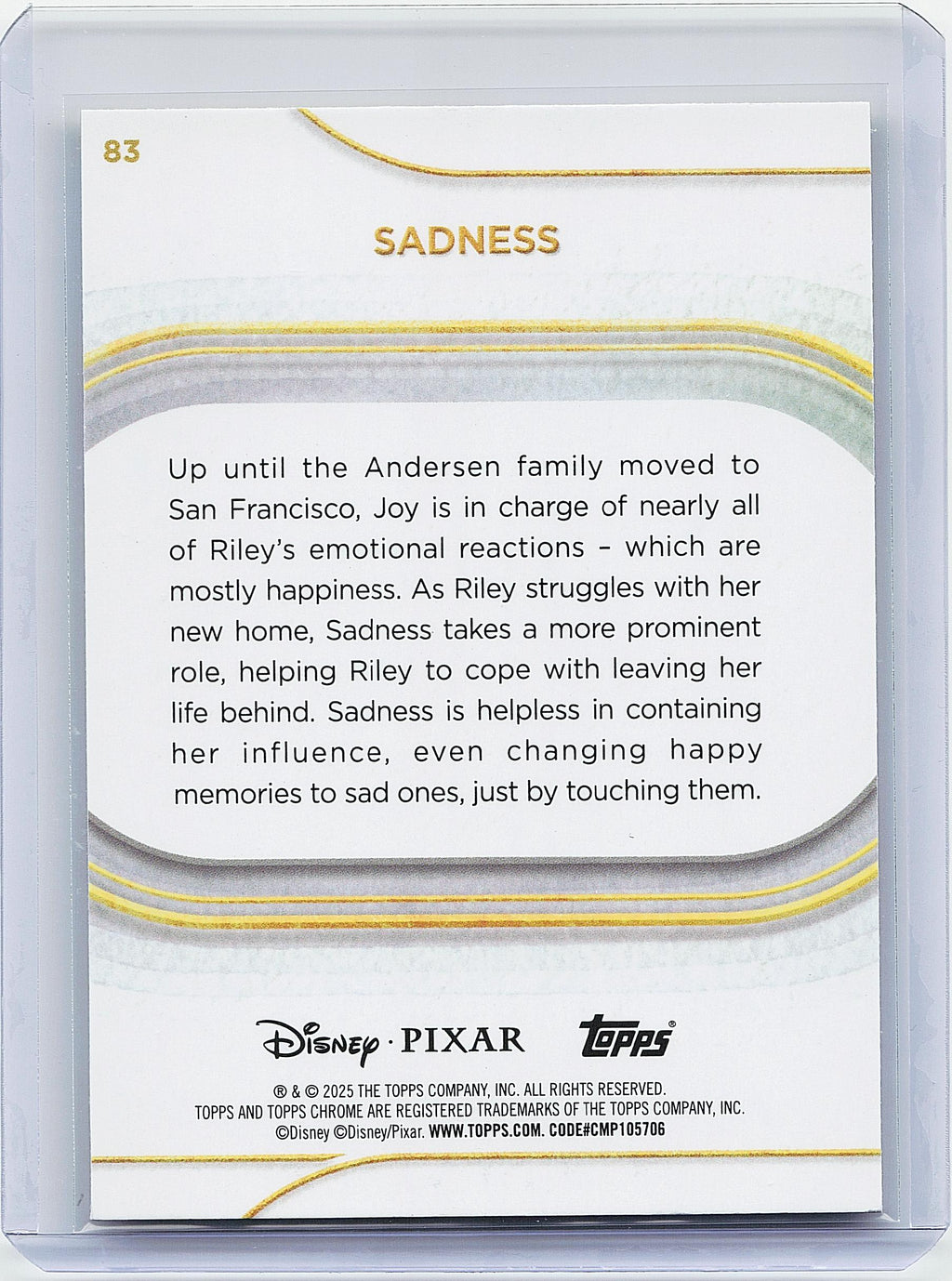 2025 Topps Chrome Disney #83 Sadness Yellow Mini-Diamonds
