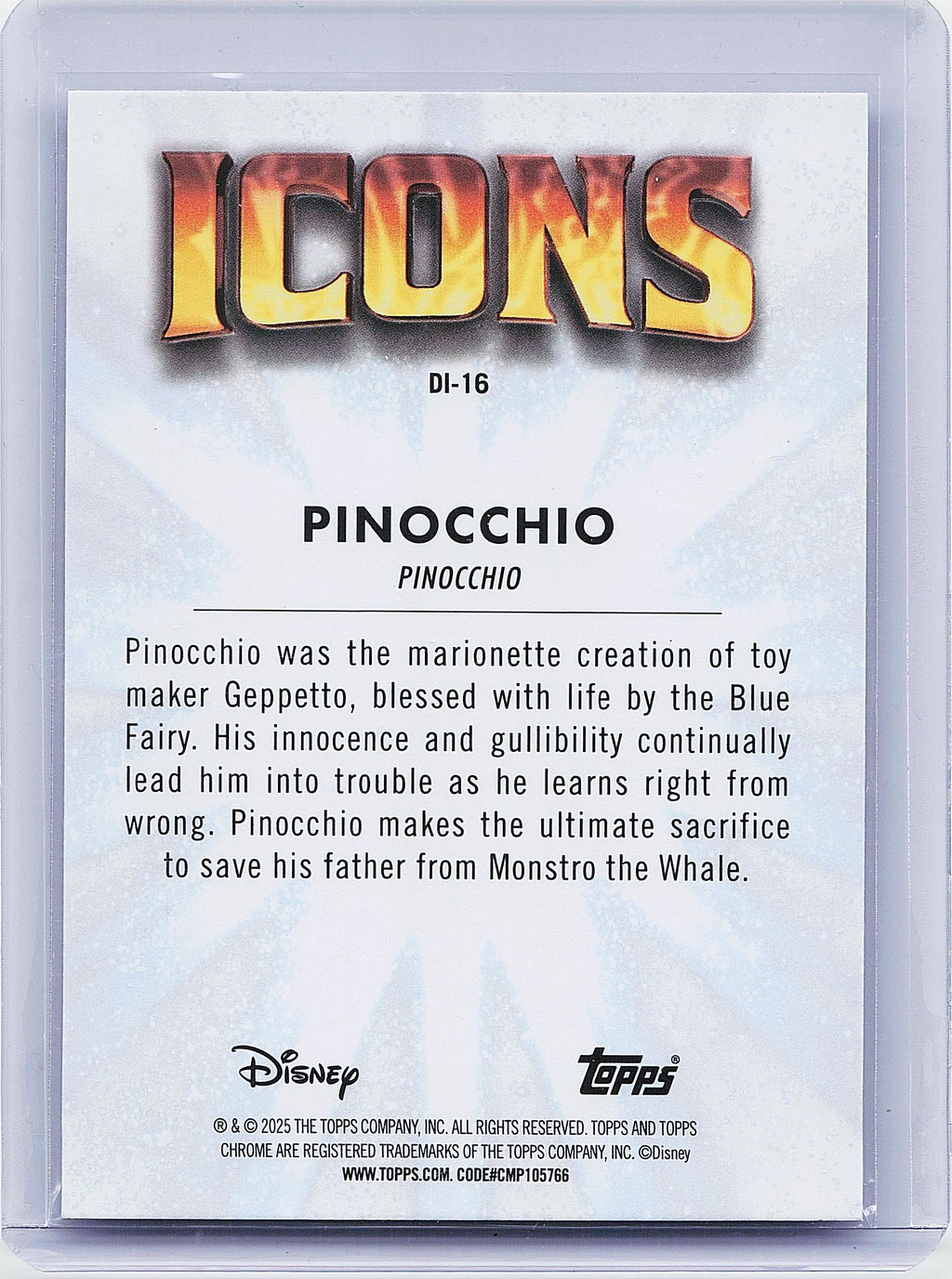 2025 Topps Chrome Disney #DI-16 Pinocchio Disney Icons