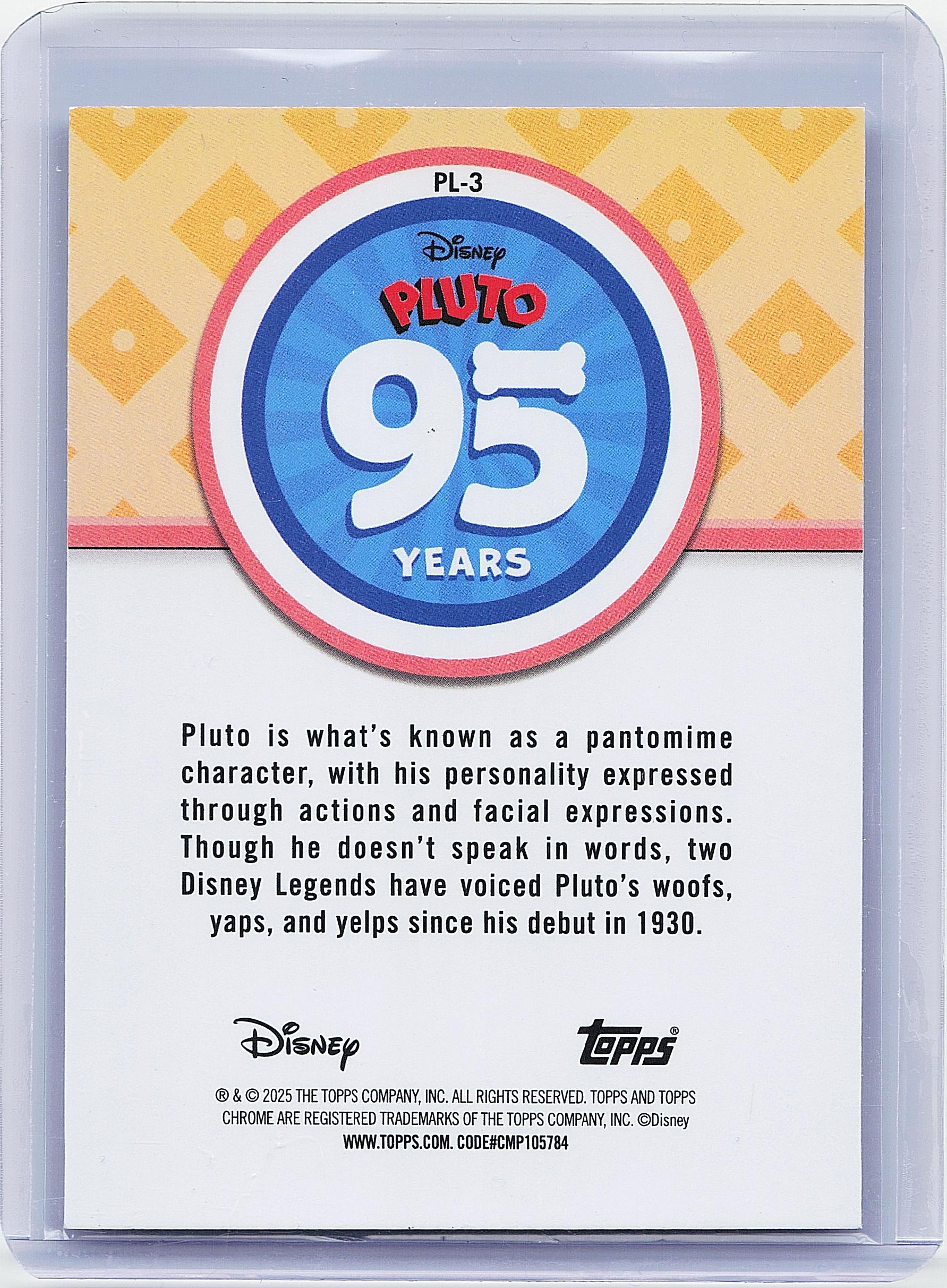 2025 Topps Chrome Disney #PL-3 Pluto Pluto 95th Anniversary