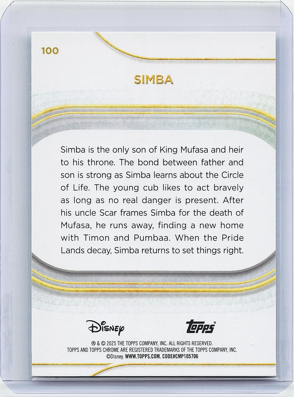 2025 Topps Chrome Disney #100 Simba