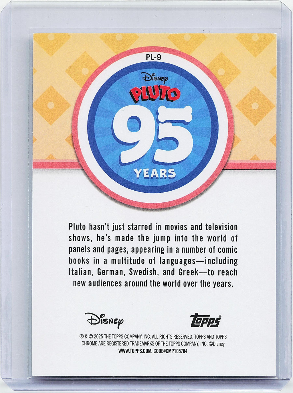 2025 Topps Chrome Disney #PL-9 Pluto Pluto 95th Anniversary