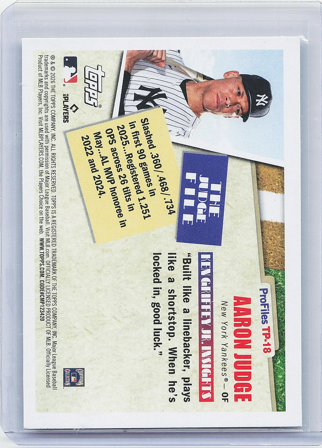 2026 Topps #TP-18 Aaron Judge Topps Profiles