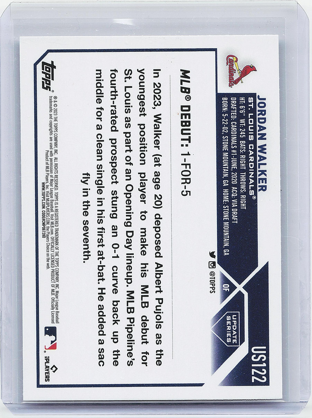 2023 Topps Update #US122 Jordan Walker