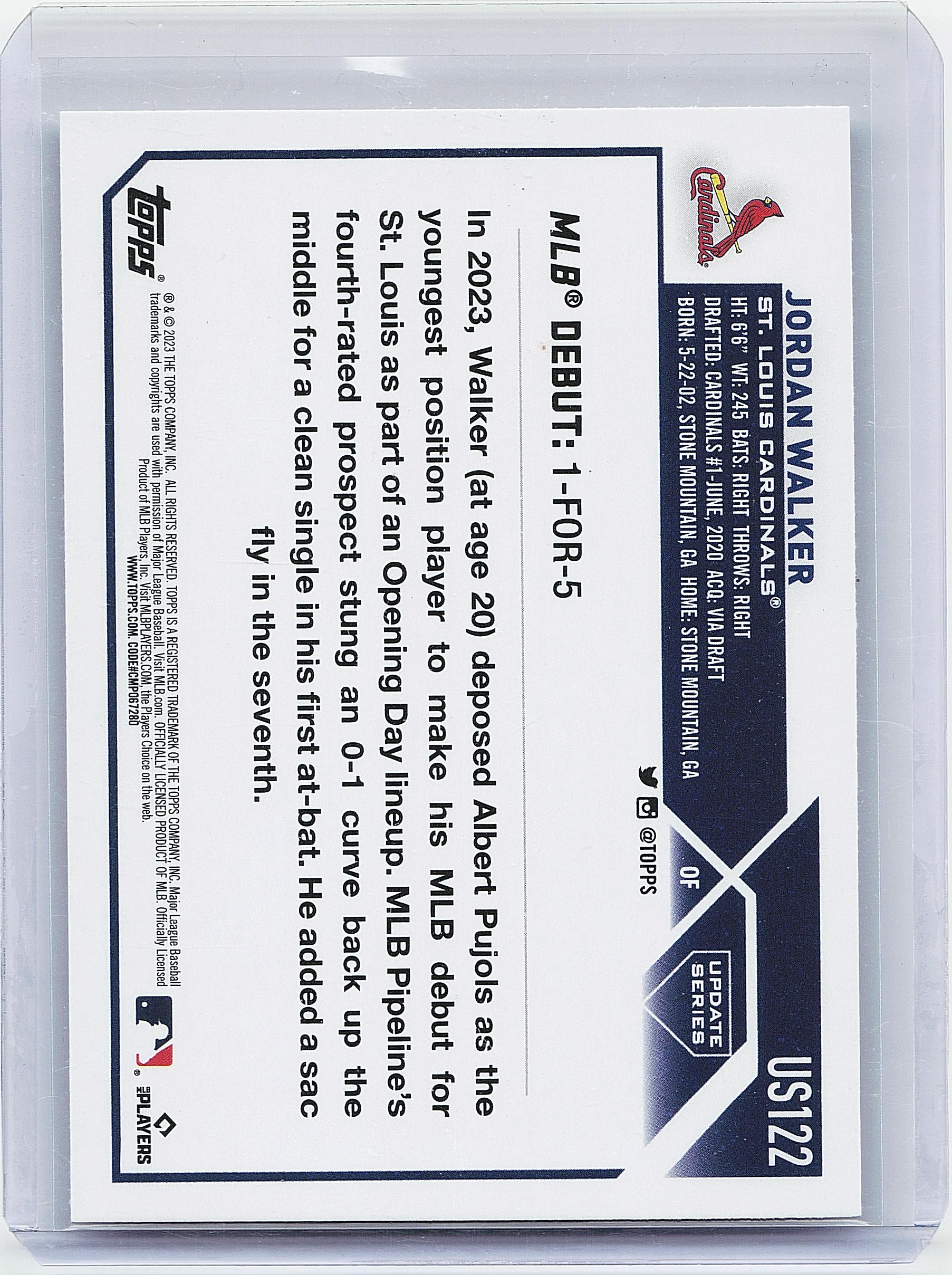 2023 Topps Update #US122 Jordan Walker