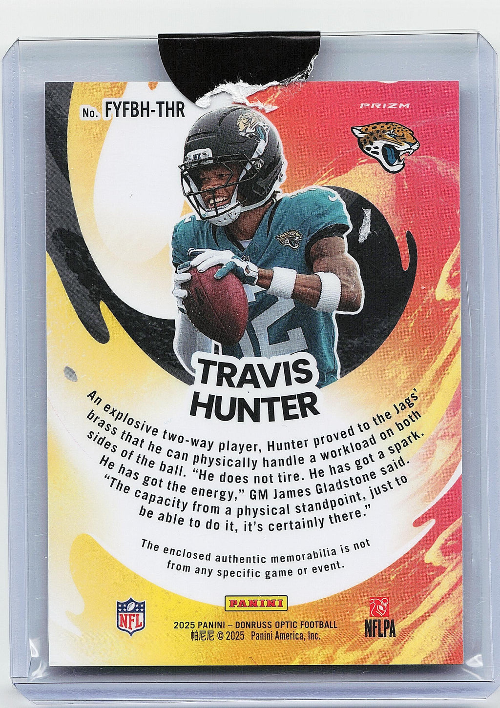 2025 Donruss Optic #FYFBH-THR Travis Hunter First Year Fresh Blue Hyper