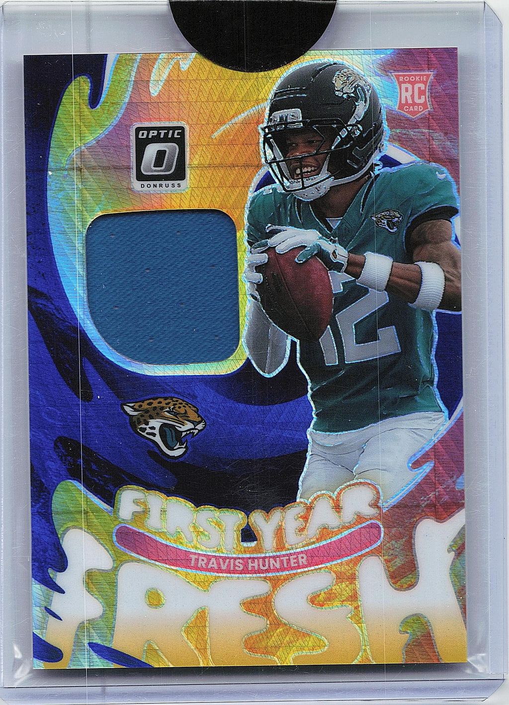 2025 Donruss Optic #FYFBH-THR Travis Hunter First Year Fresh Blue Hyper