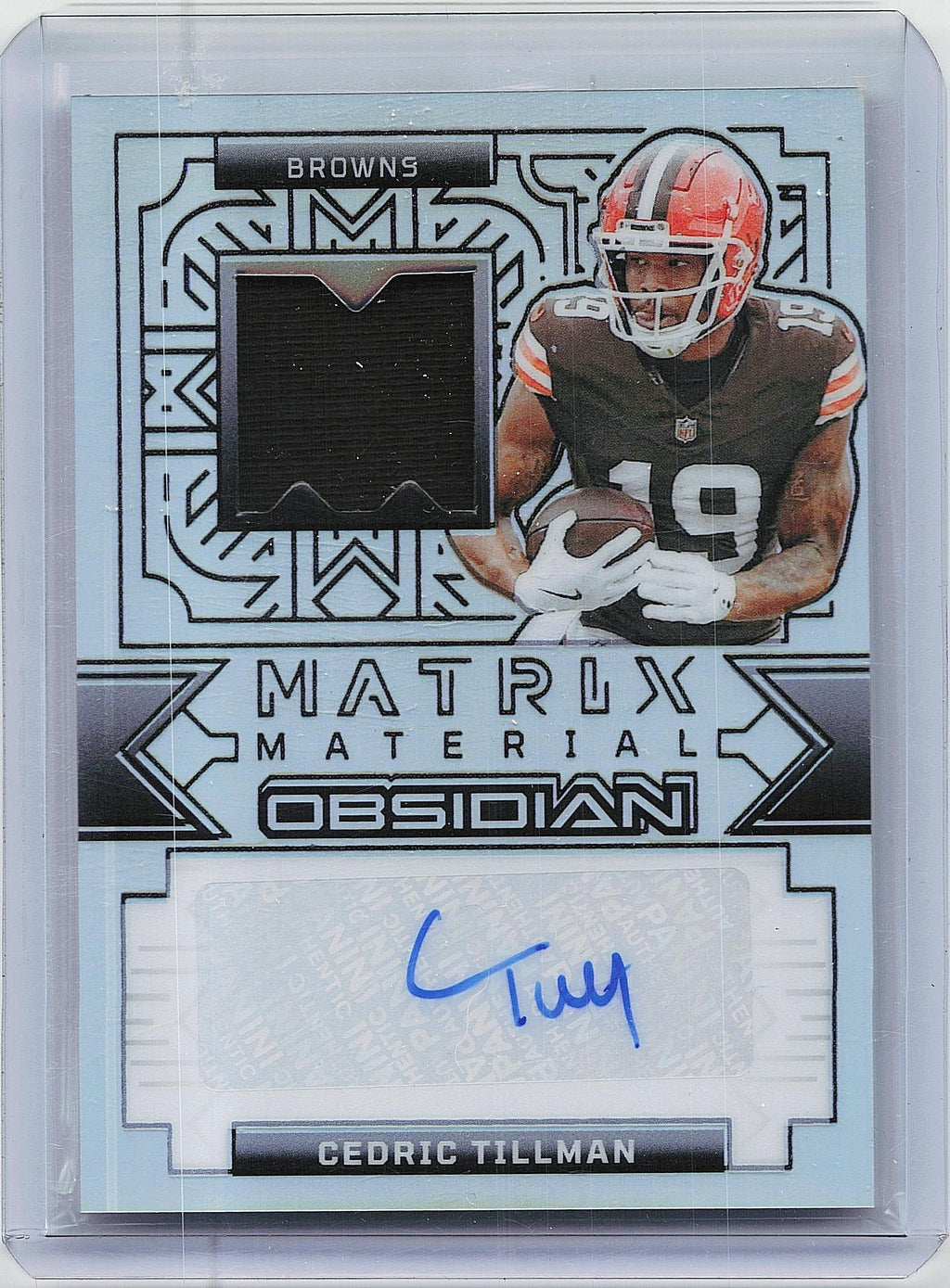2024 Panini Obsidian #MMA-CTN Cedric Tillman Matrix Material Auto Silver #/99
