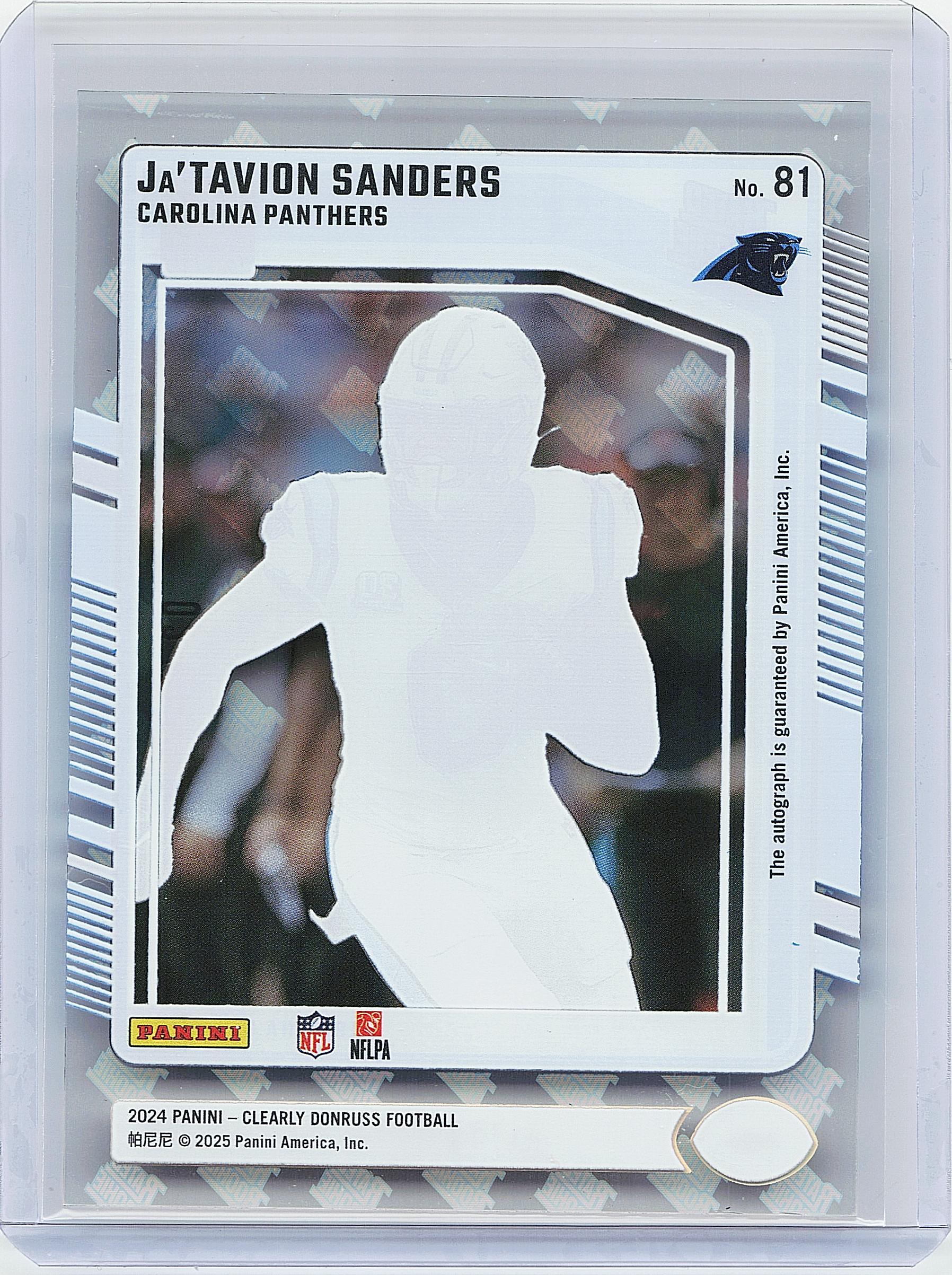 2024 Clearly Donruss #81 Ja'Tavion Sanders Clearly Rated Rookie Autographs