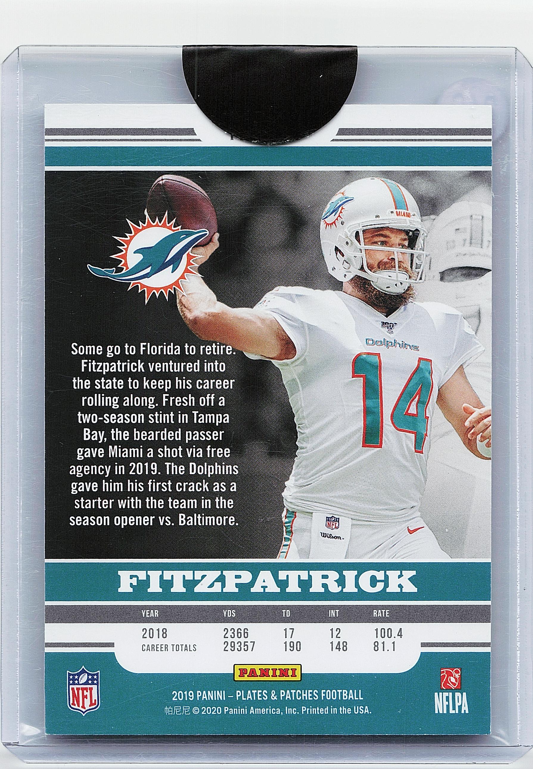 2019 Panini Plates & Patches #99 Ryan Fitzpatrick Blue #/60