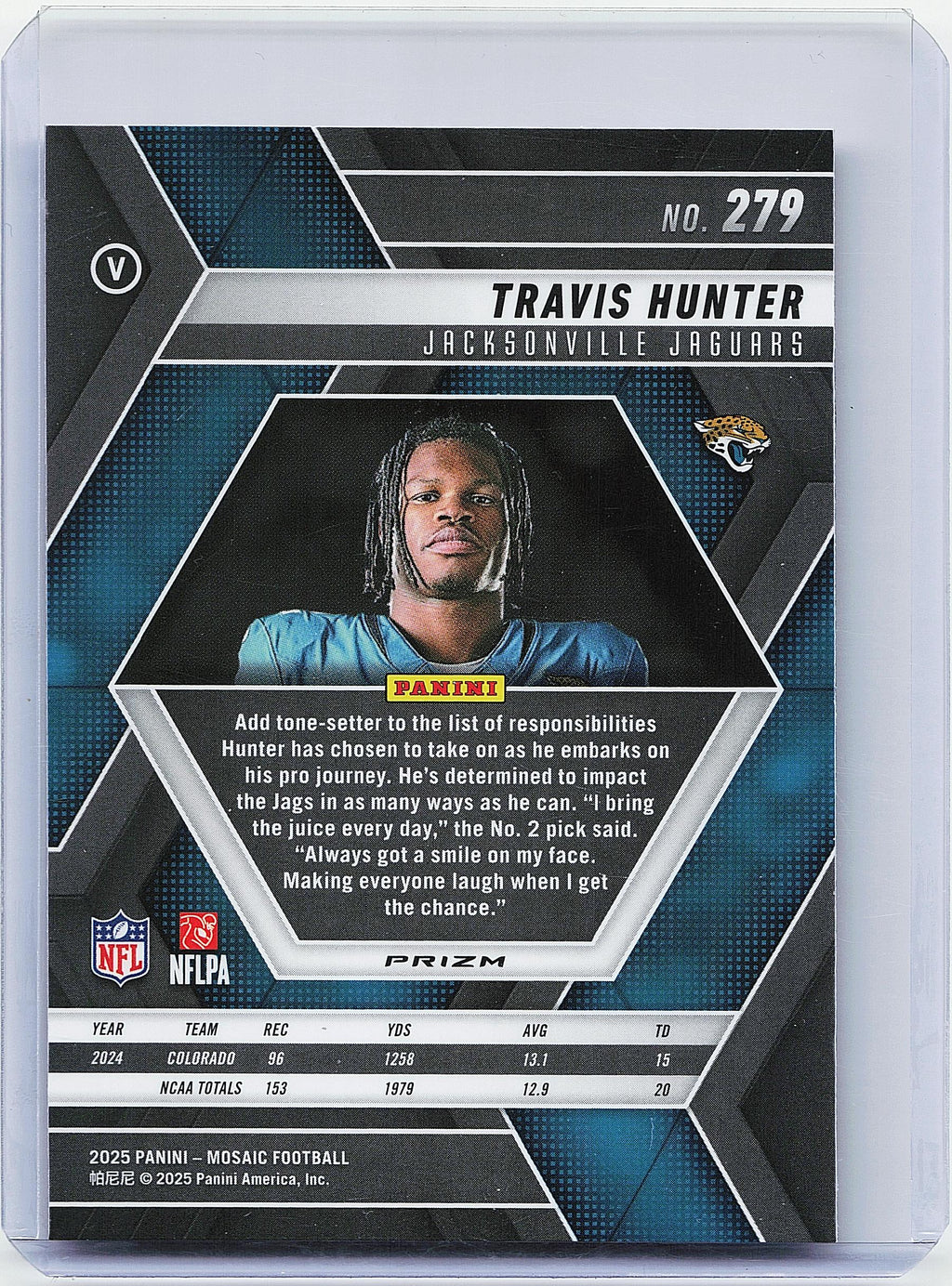 2025 Panini Mosaic #279 Travis Hunter Mosaic Reactive Purple