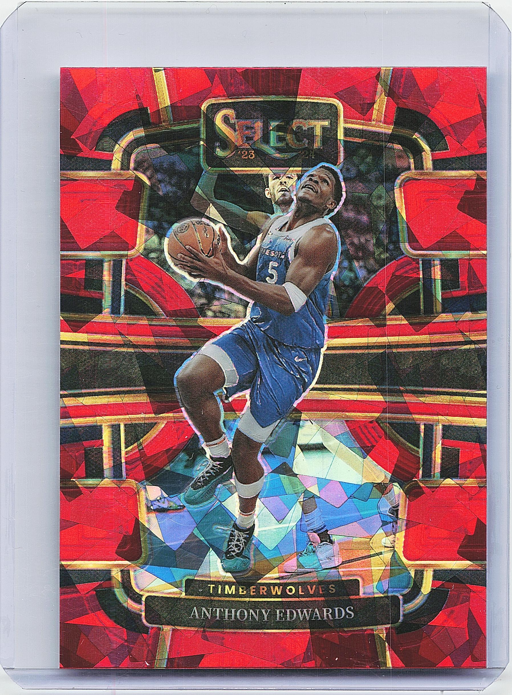 2023-24 Panini Select #37 Anthony Edwards Red Cracked Ice Prizms