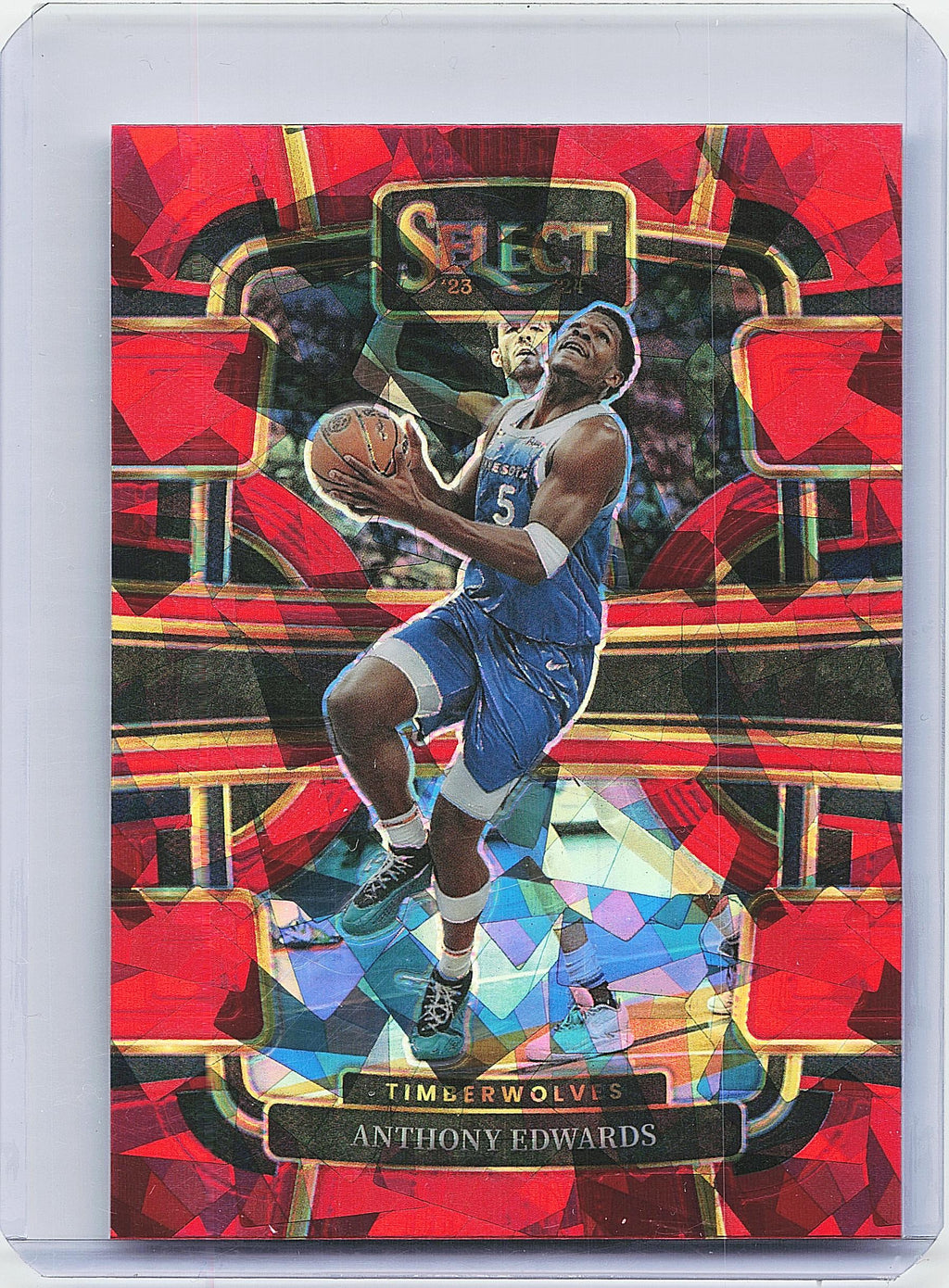 2023-24 Panini Select #37 Anthony Edwards Red Cracked Ice Prizms