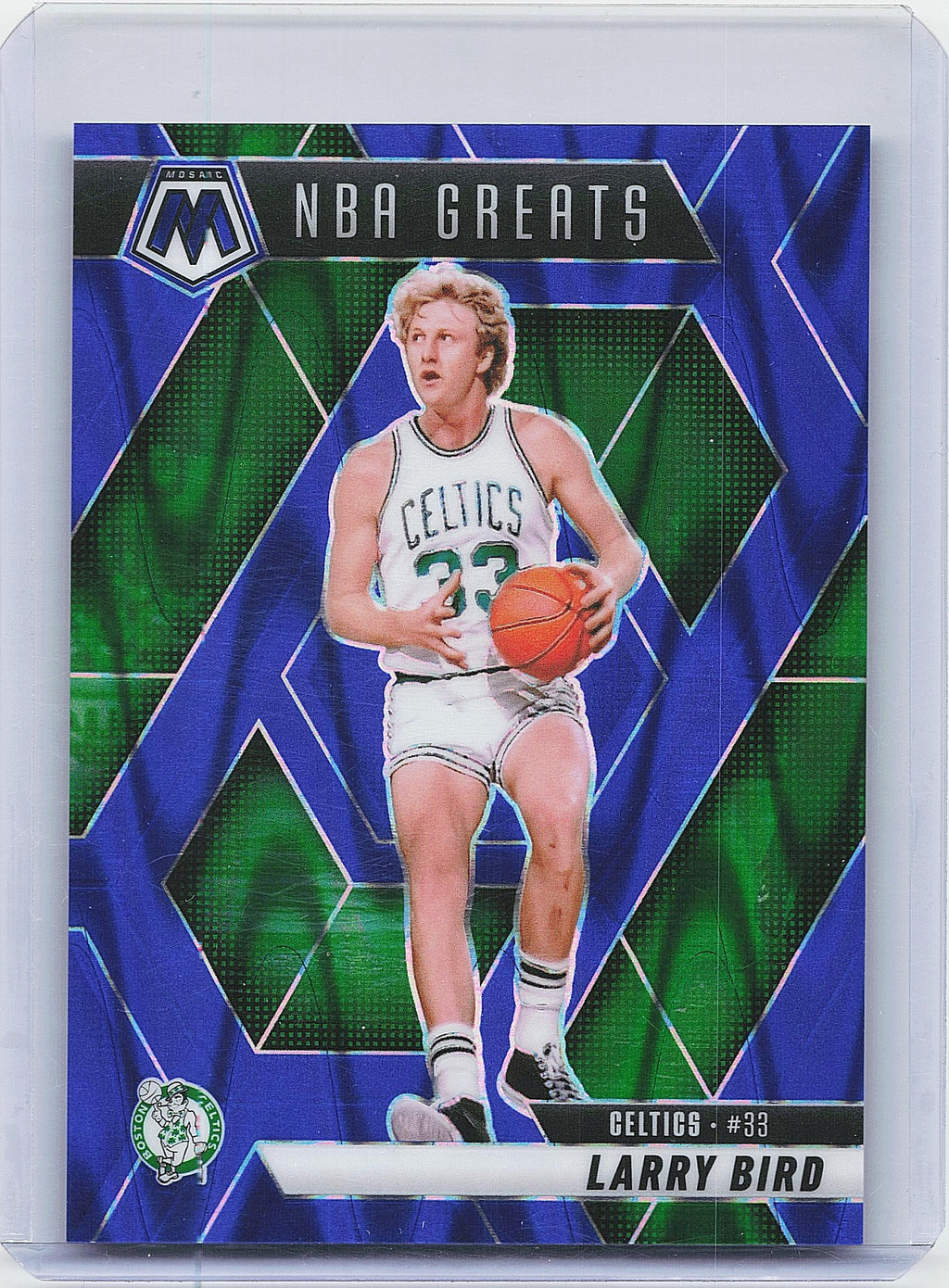 2024-25 Panini Mosaic #299 Larry Bird Blue Seismic Mosaic #/149