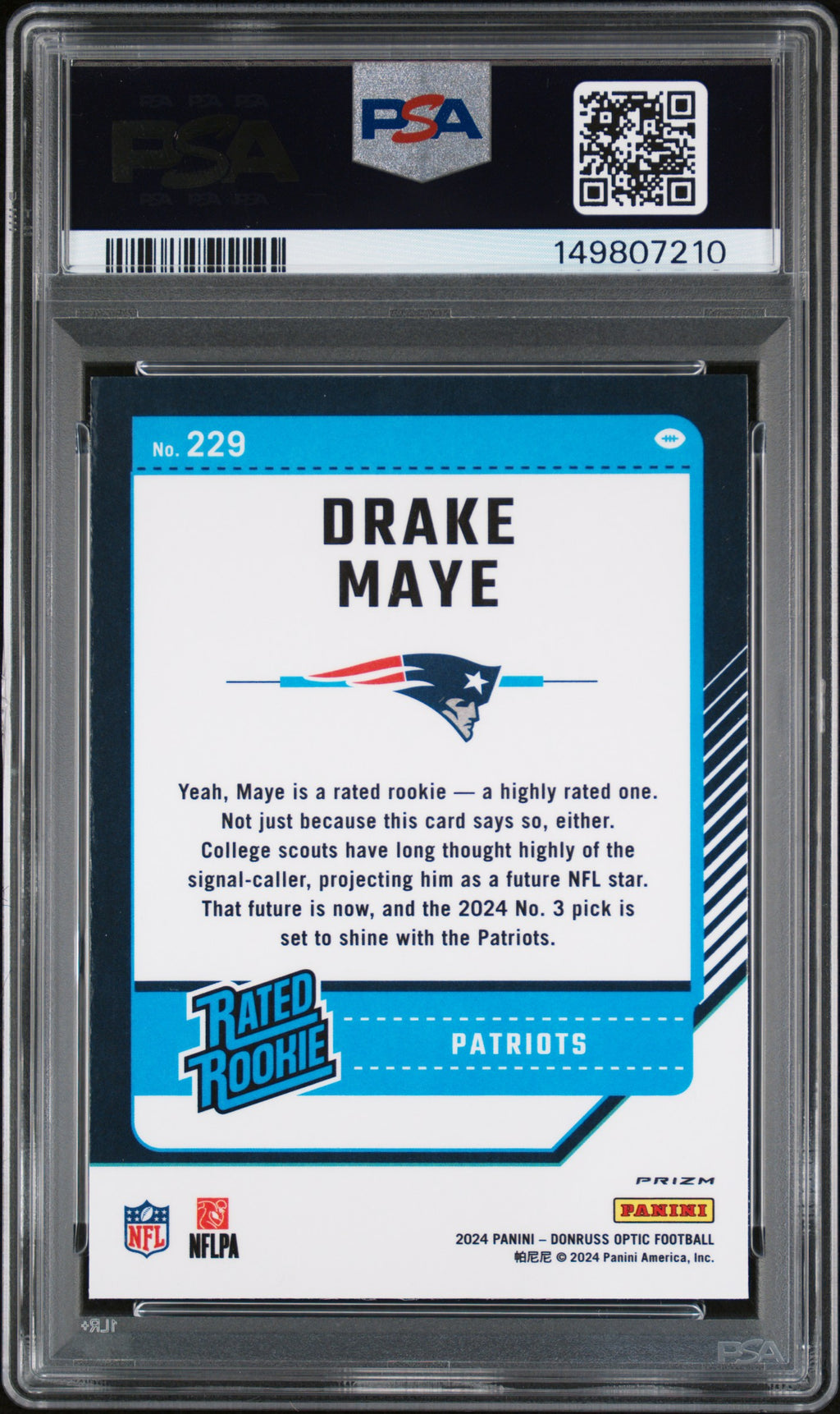 2024 Donruss Optic #229 Drake Maye Holo PSA 9