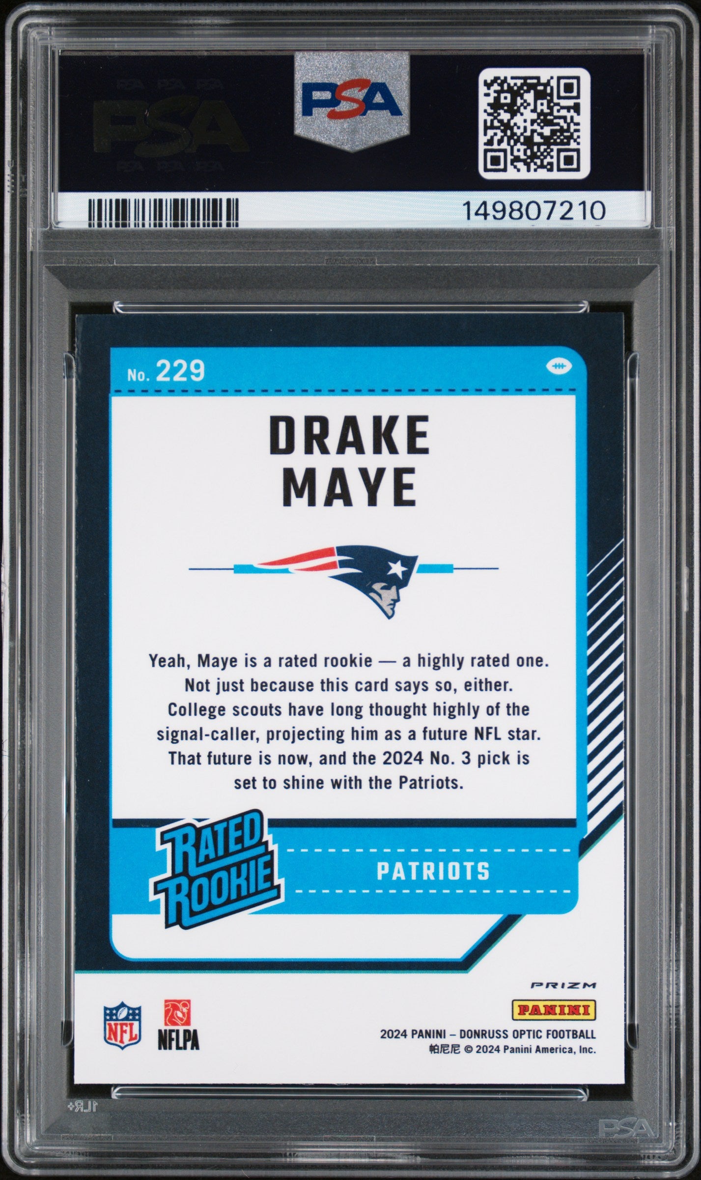 2024 Donruss Optic #229 Drake Maye Holo PSA 9