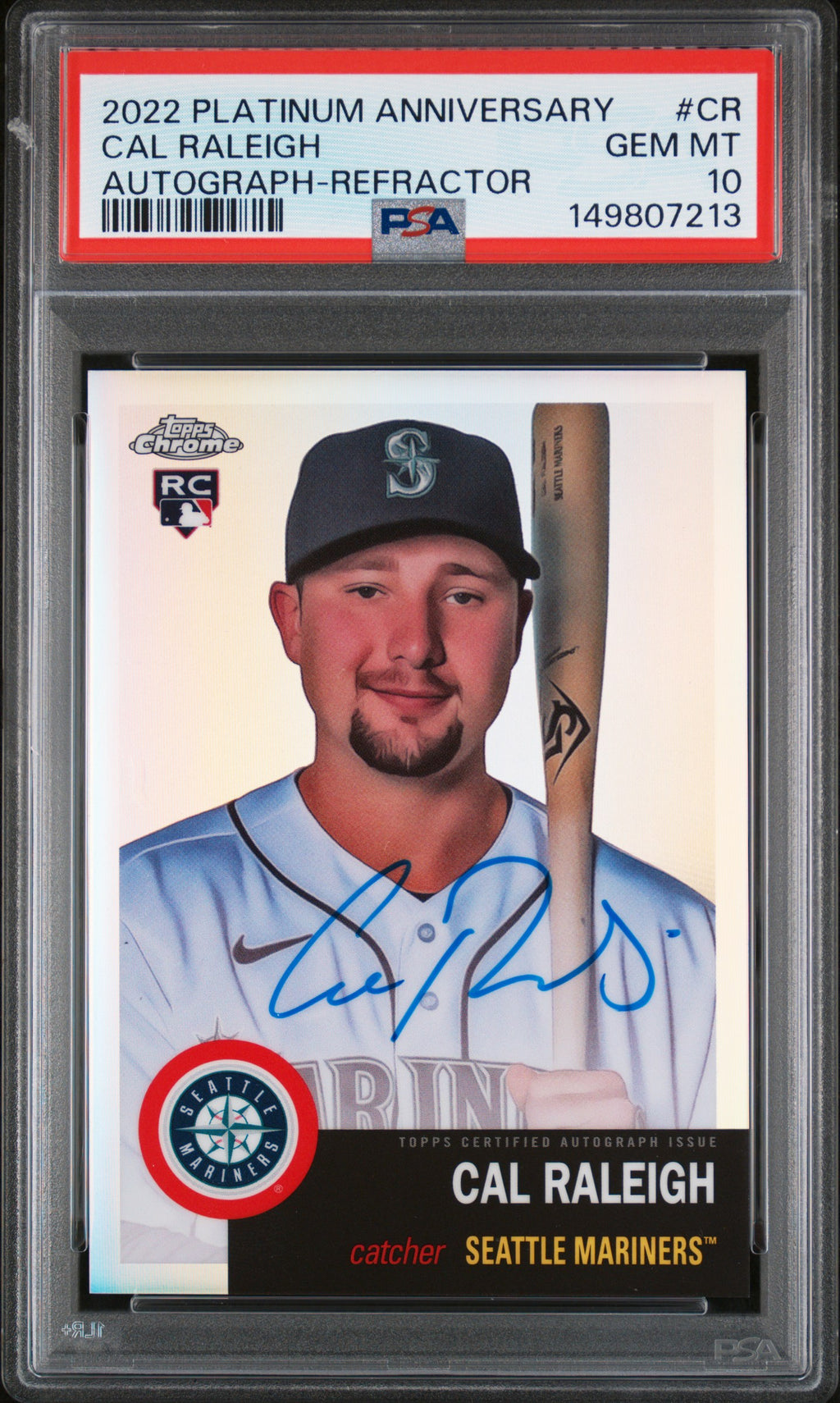 2022 Topps Chrome Platinum Anni #CPA-CR Cal Raleigh Auto Refractor PSA 10 #/199