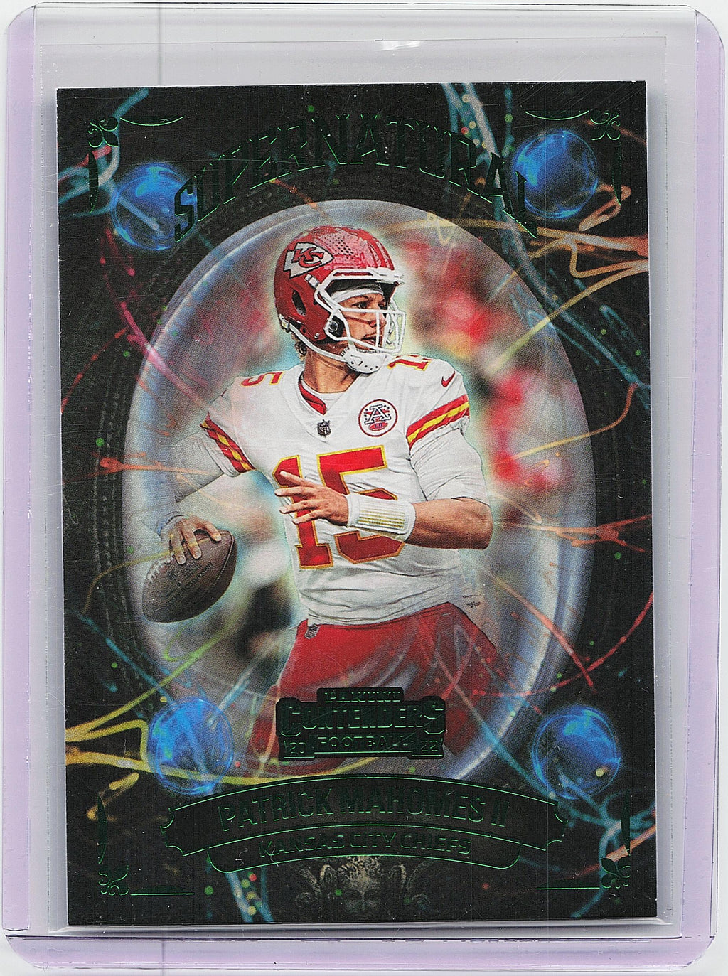 2022 Panini Contenders #SN-PMA Patrick Mahomes II Supernatural Emerald