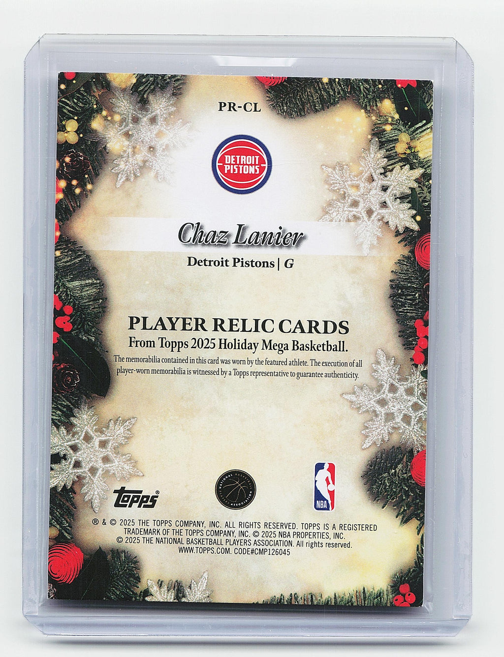 2025-26 Topps Holiday #PR-CL Chaz Lanier Player Relics