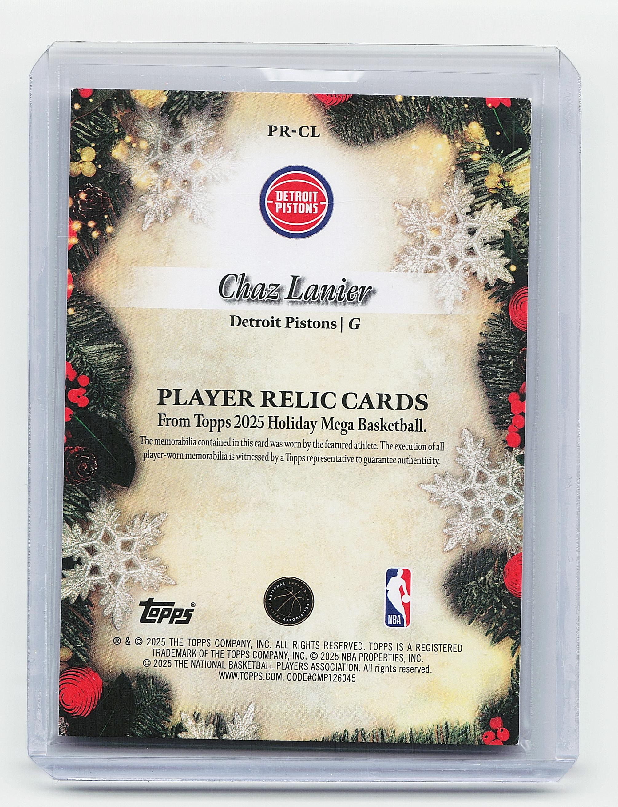 2025-26 Topps Holiday #PR-CL Chaz Lanier Player Relics