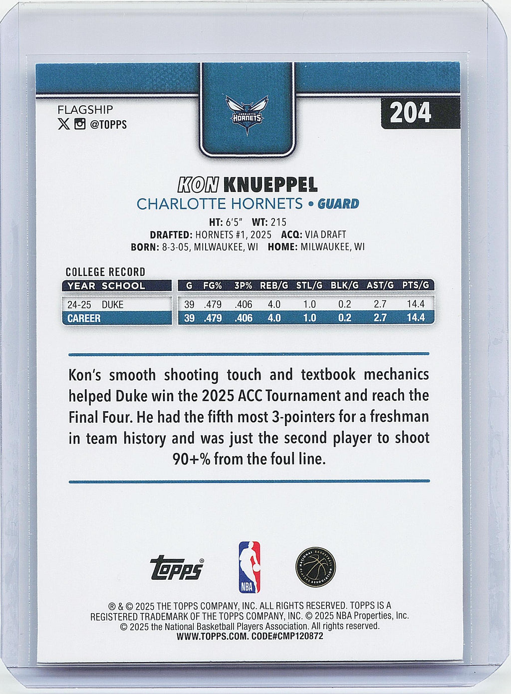 2025-26 Topps #204 Kon Knueppel