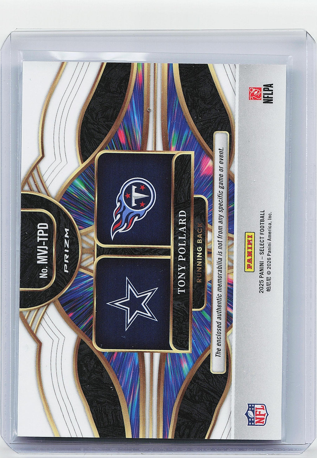 2025 Panini Select #MVJ-TPD Tony Pollard Multiverse Jerseys Blue Prizm