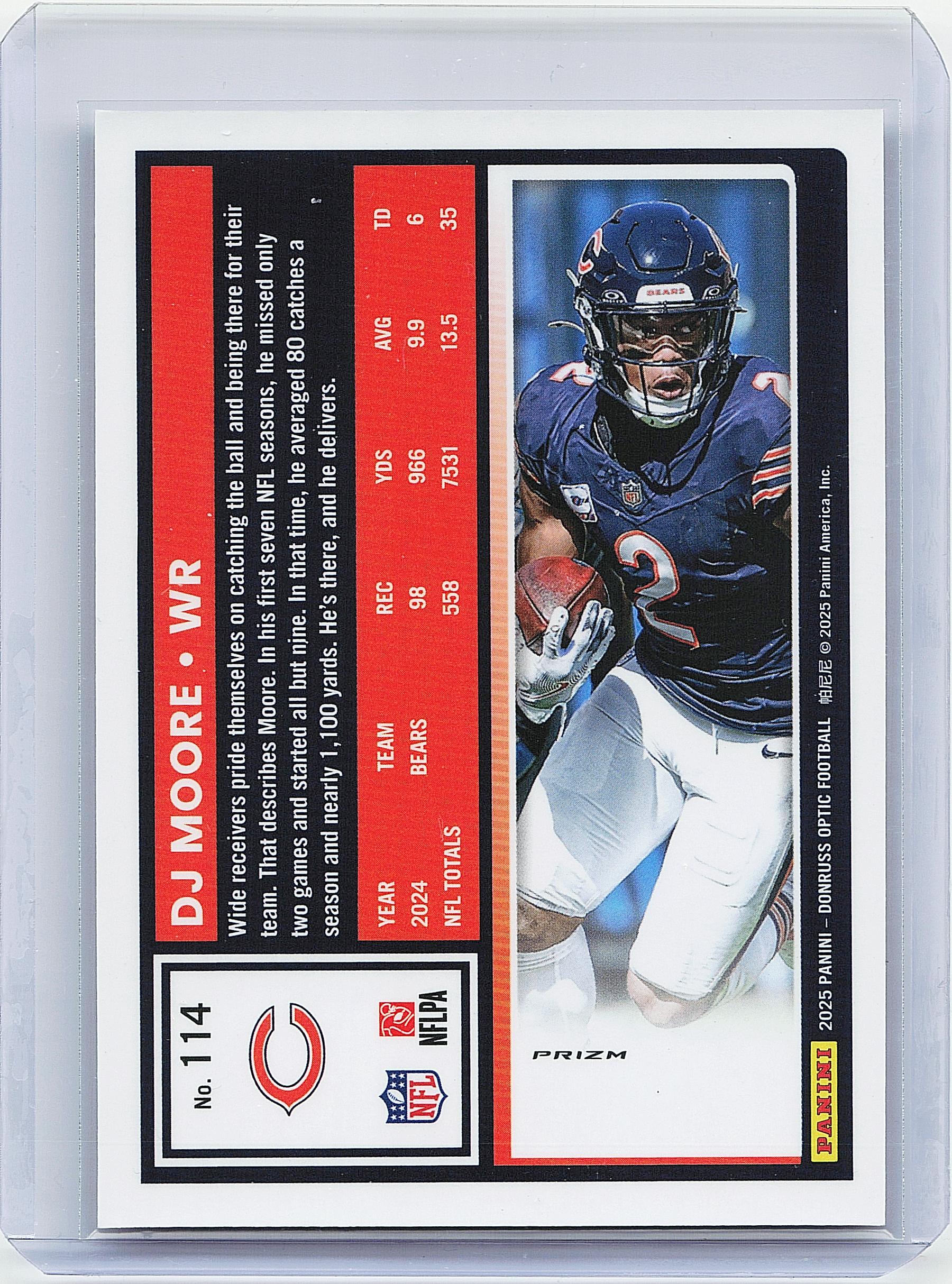 2025 Donruss Optic #114 DJ Moore Fire
