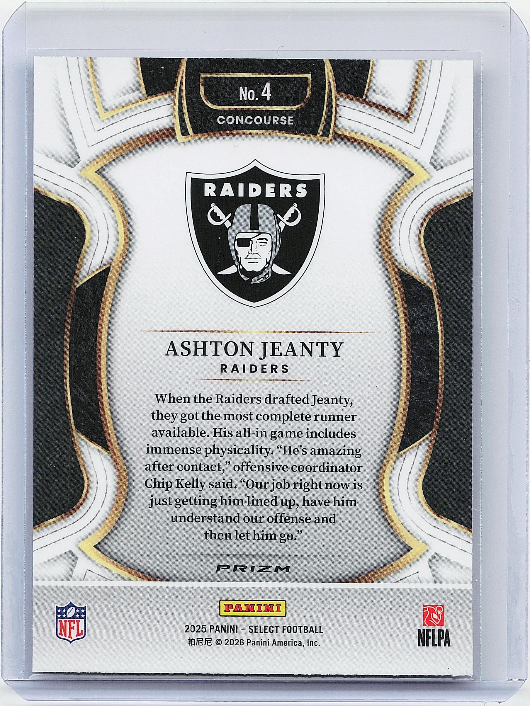 2025 Panini Select #4 Ashton Jeanty Red and Blue Prizm Shock