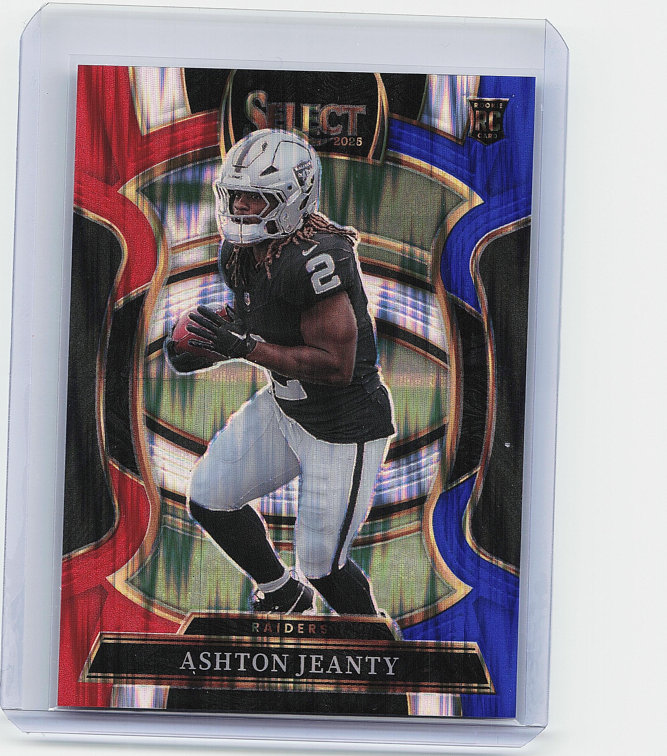 2025 Panini Select #4 Ashton Jeanty Red and Blue Prizm Shock