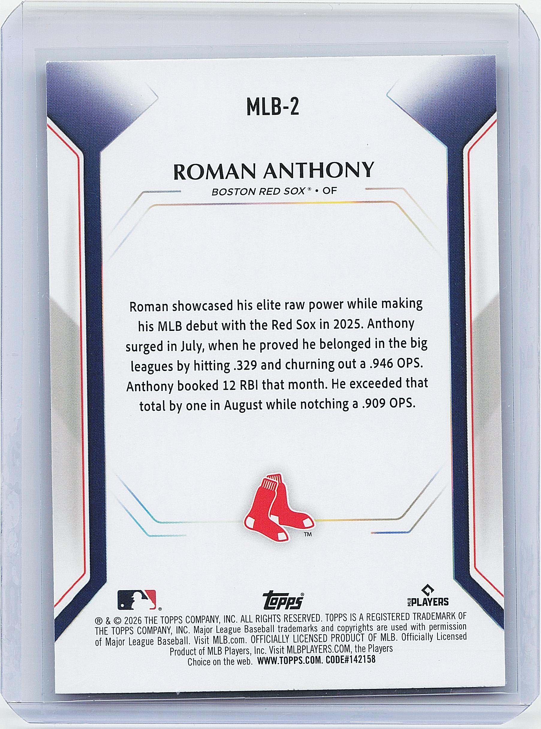 2026 Topps #MLB-2 Roman Anthony Topps Collector Kit Cards