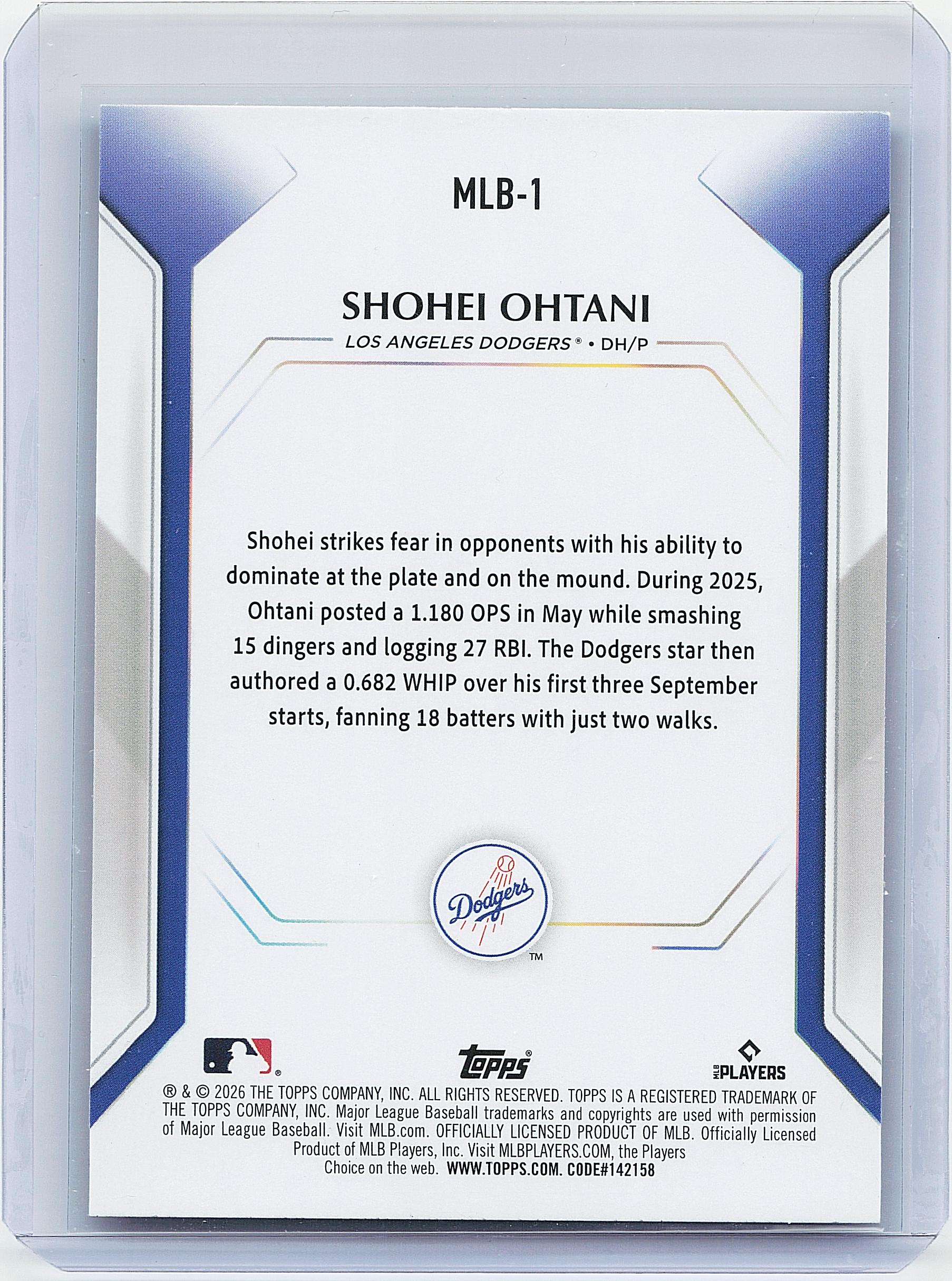 2026 Topps #MLB-1 Shohei Ohtani Topps Collector Kit Cards
