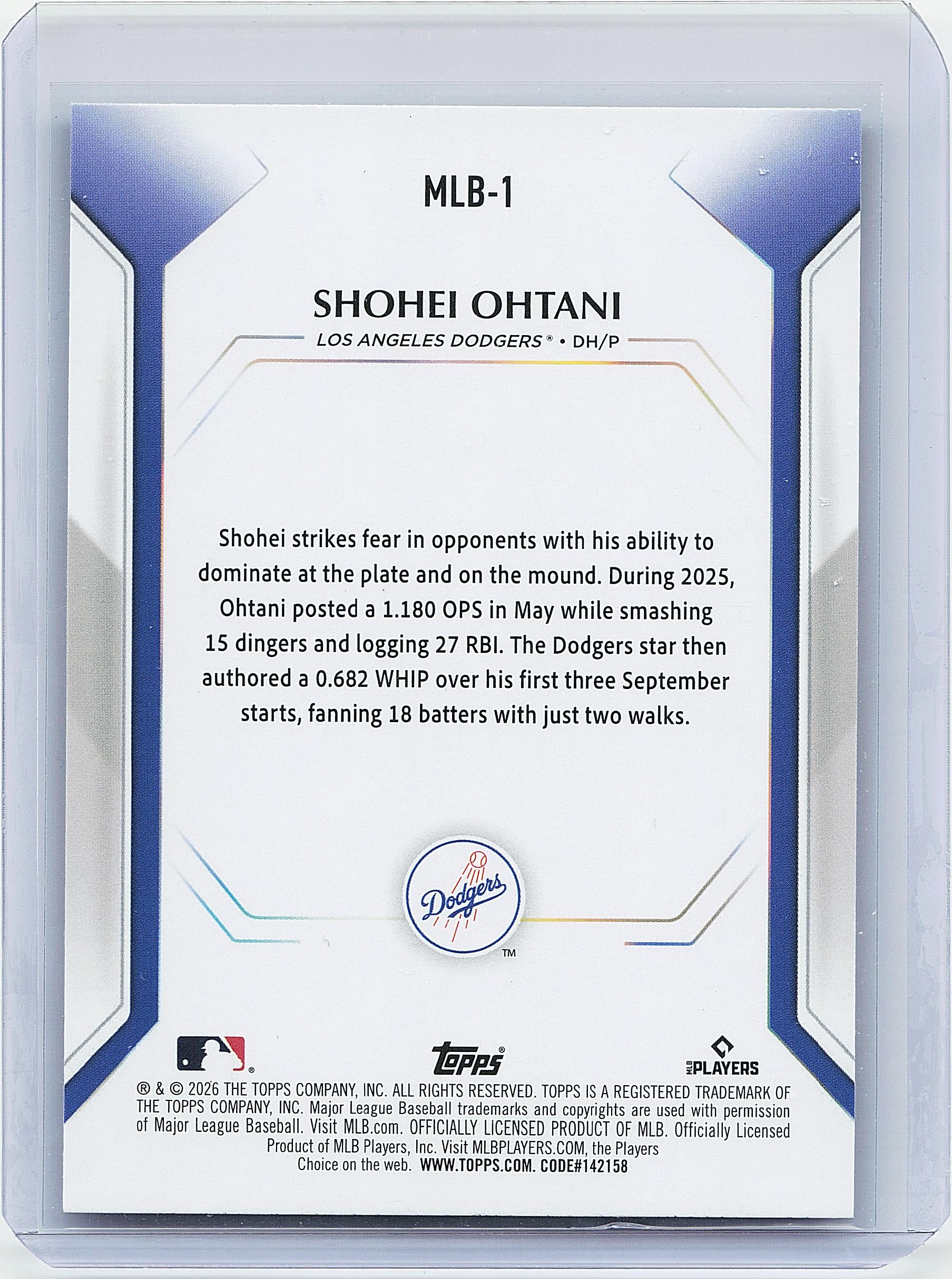 2026 Topps #MLB-1 Shohei Ohtani Topps Collector Kit Cards