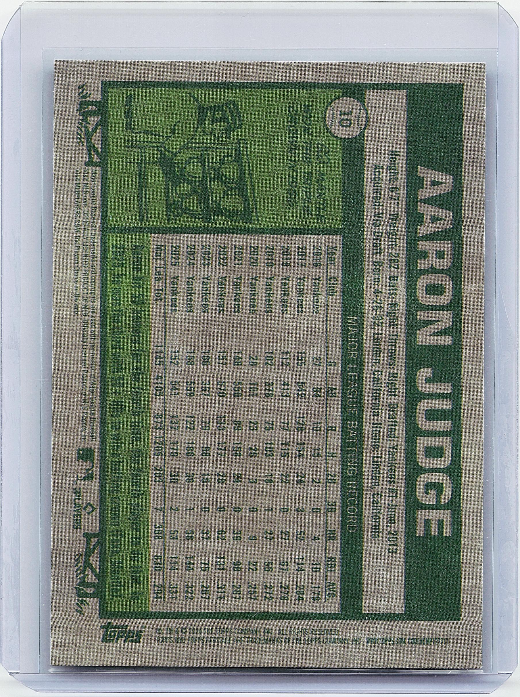 2026 Topps Heritage #10 Aaron Judge Dark Green