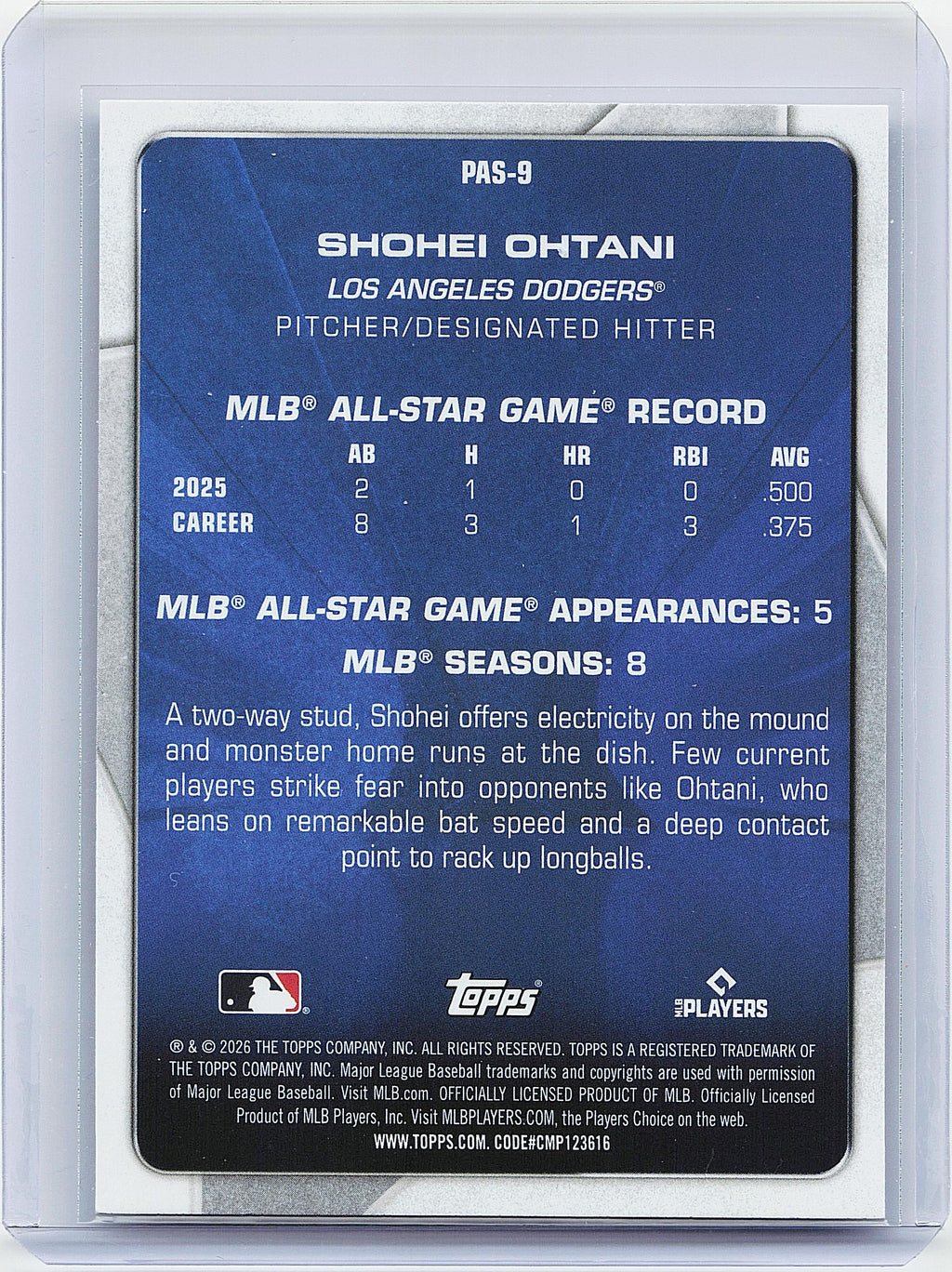 2026 Topps #PAS-9 Shohei Ohtani Perennial All Stars
