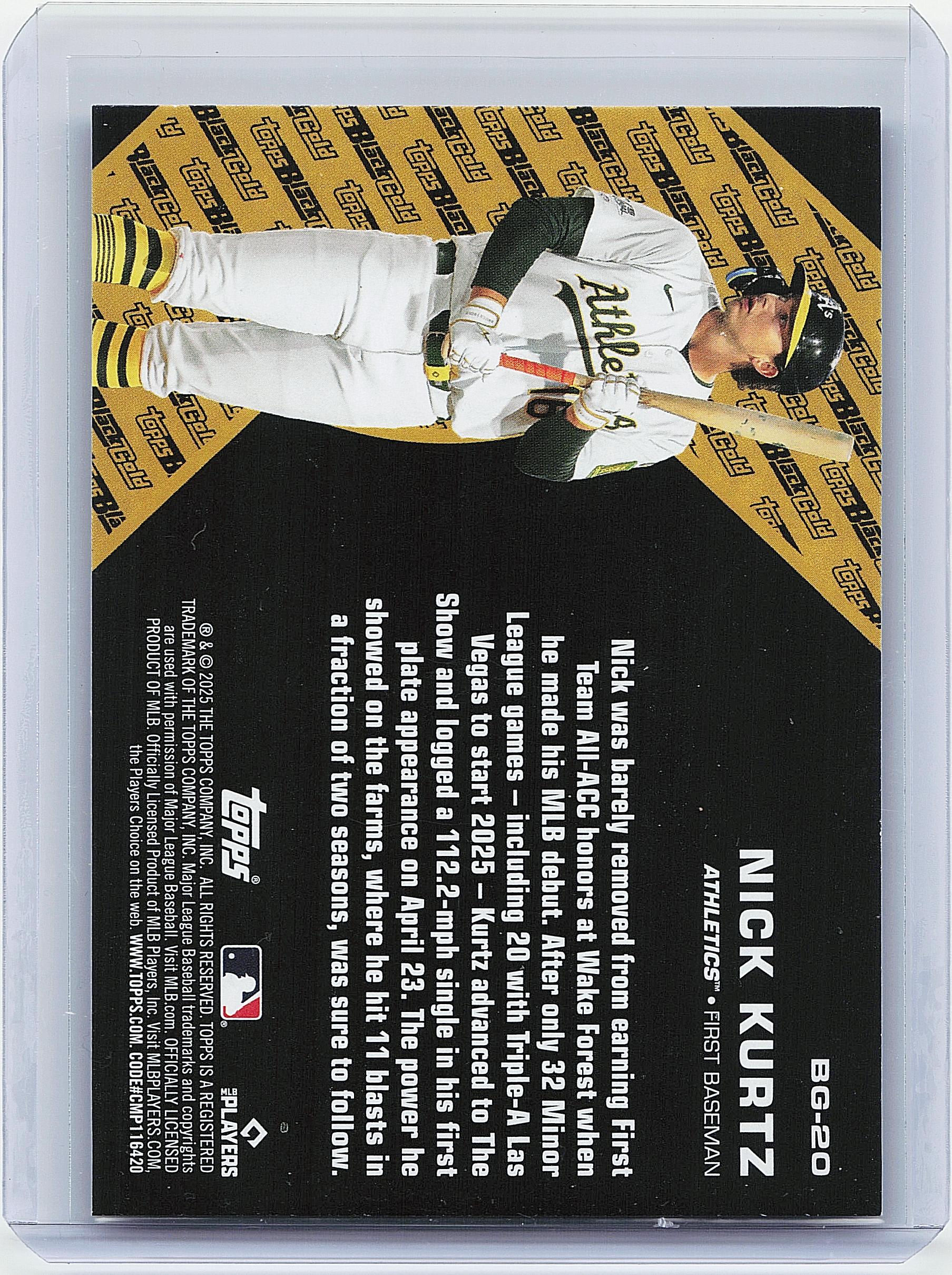 2025 Topps Update #BG-20 Nick Kurtz Topps Black Gold