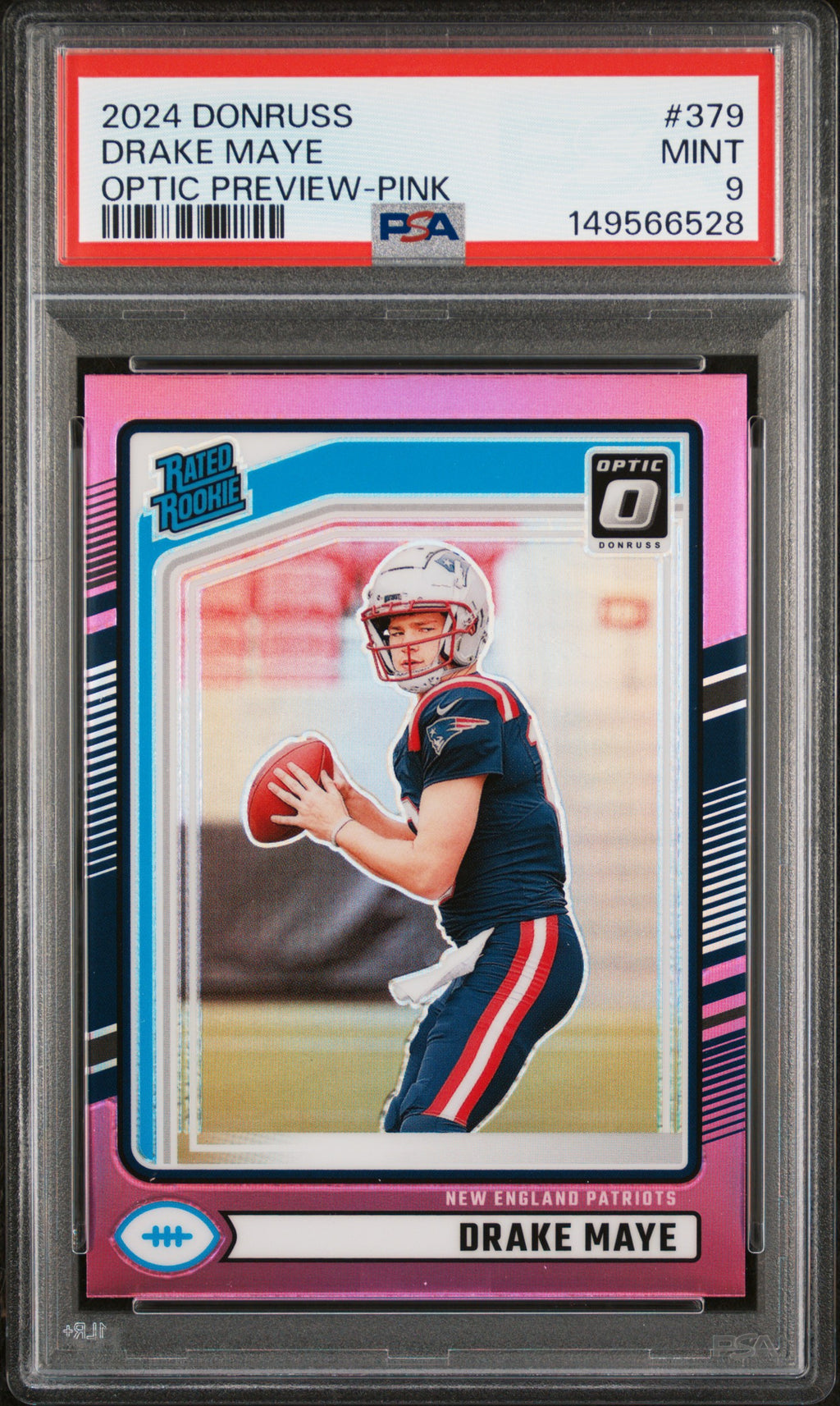 2024 Donruss #379 Drake Maye Optic Rated Rookies Preview Pink PSA 9