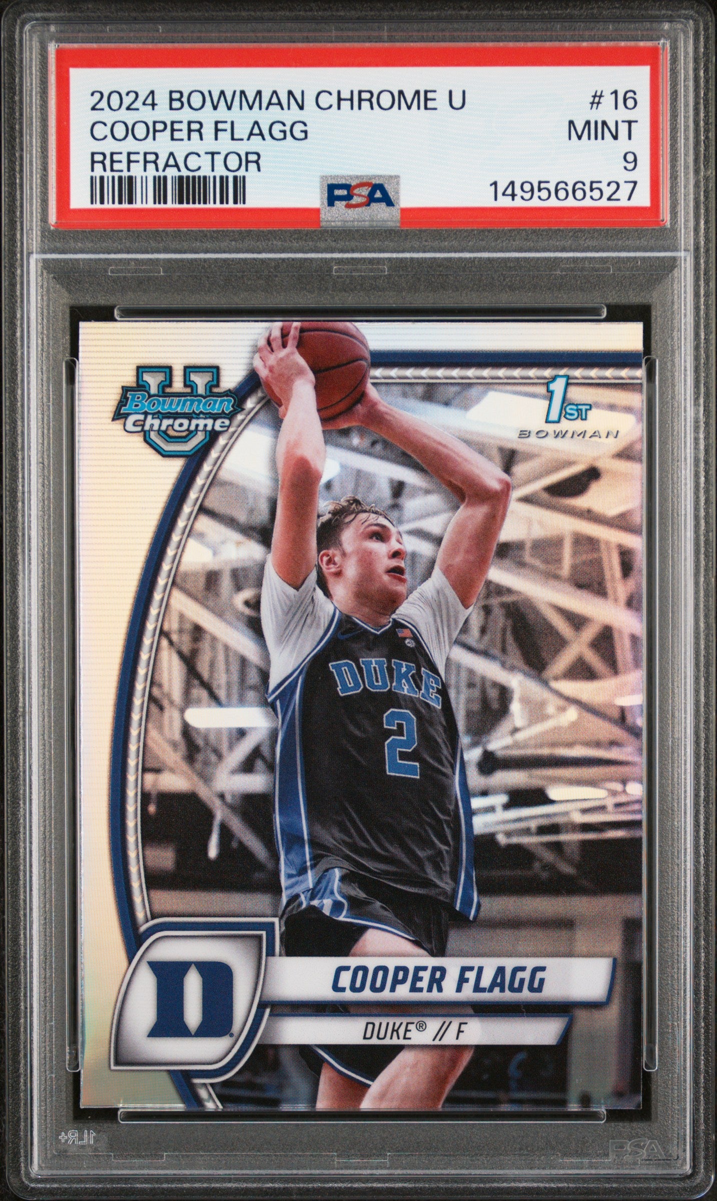 2024-25 Bowman University Chrome #16 Cooper Flagg Refractor PSA 9