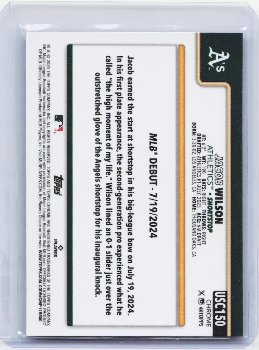 2025 Topps Chrome Update #USC150 Jacob Wilson X-Fractors
