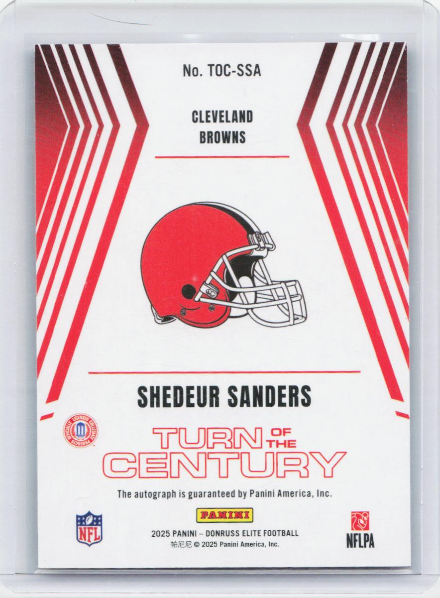 2025 Donruss Elite #TOC-SSA Shedeur Sanders Turn of the Century Auto Orange /199