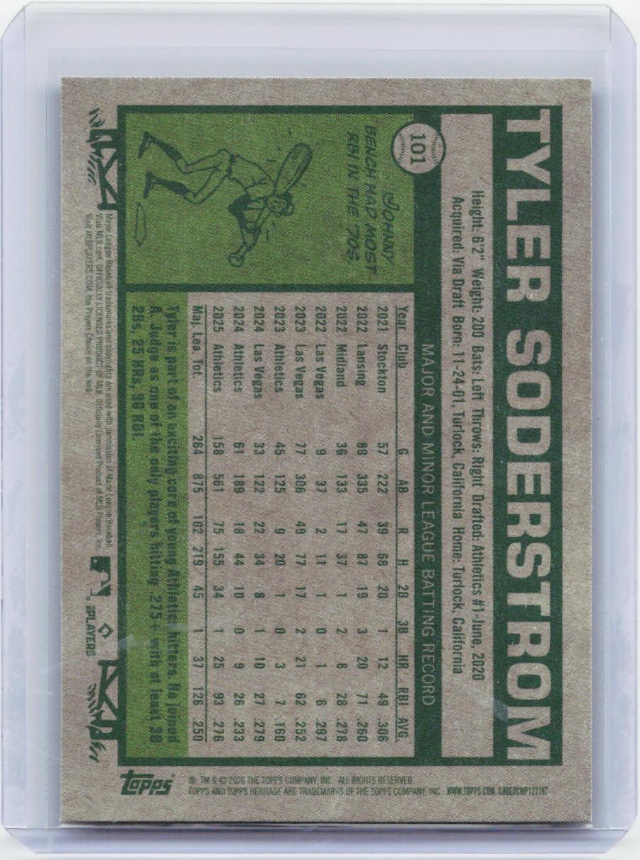 2026 Topps Heritage #101 Tyler Soderstrom Dark Green
