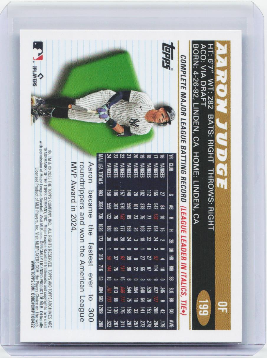 2025 Topps Archives #199 Aaron Judge